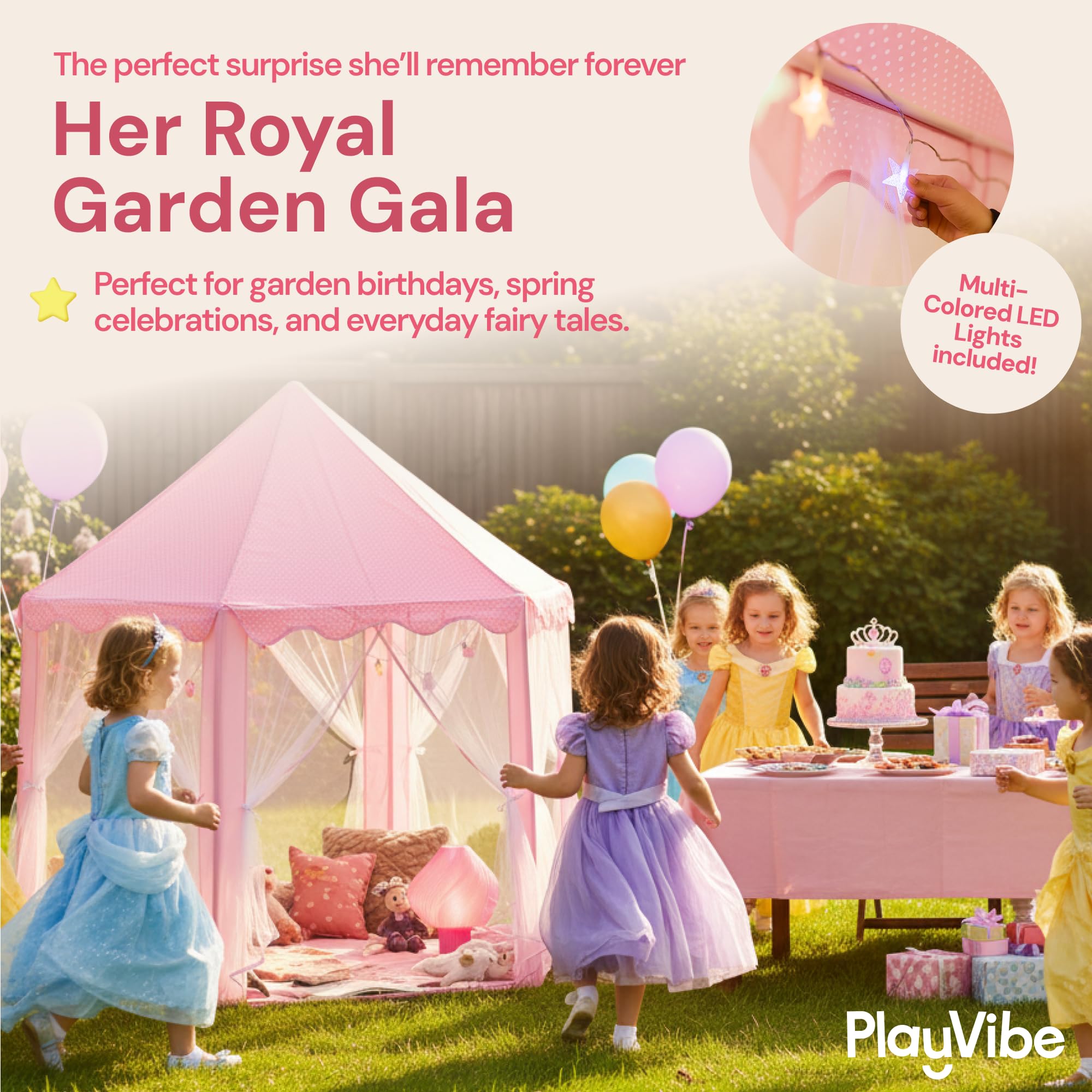 Princess Play Tent with LED Star Lights