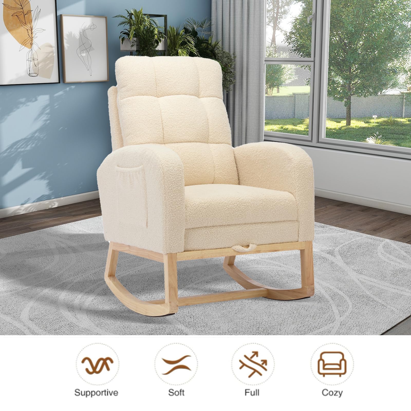 Modern Nursery Rocking Chair with Adjustable Footrest