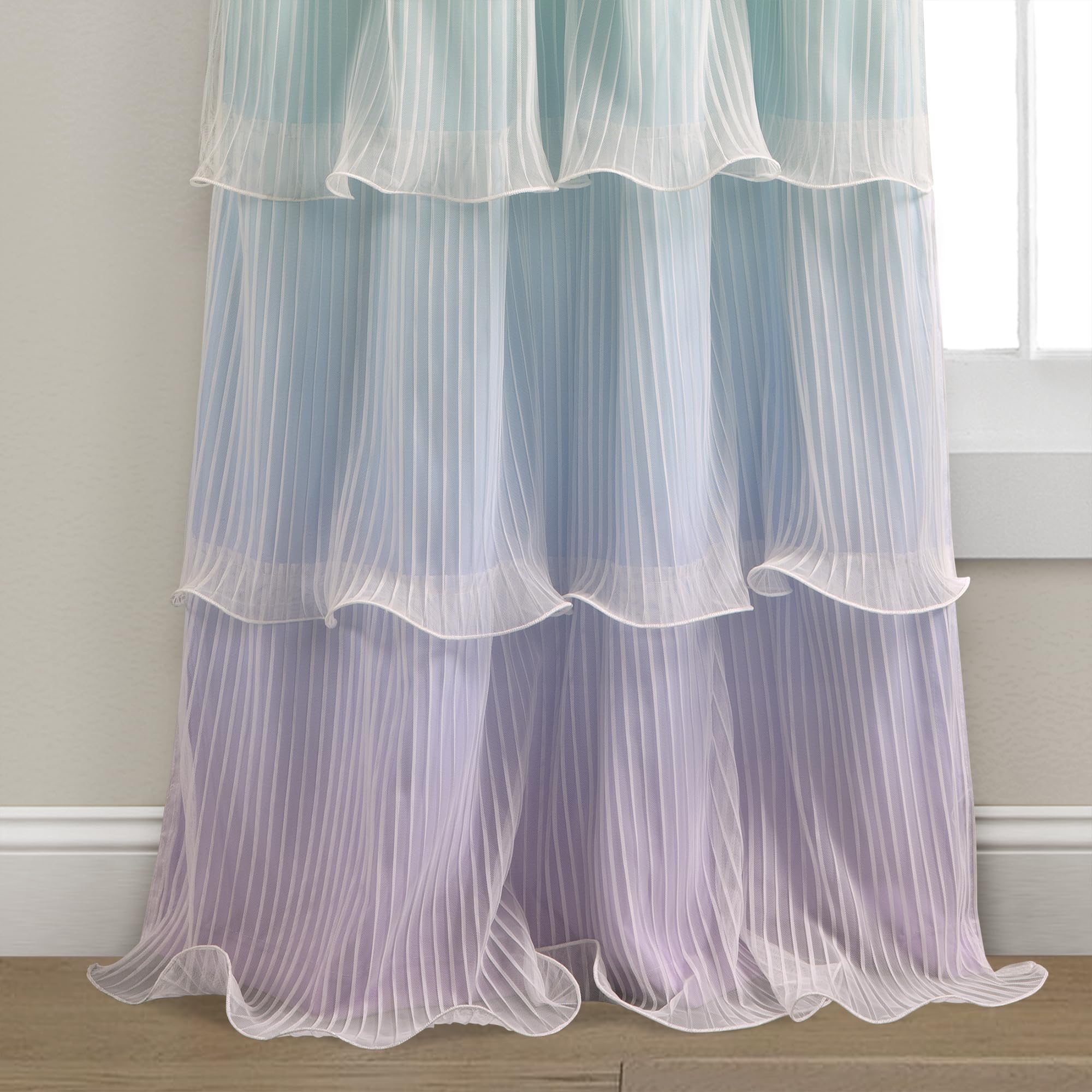 Rainbow Ombre Nerina Window Curtain Panel Pair, 36" W x 84" L, Rainbow