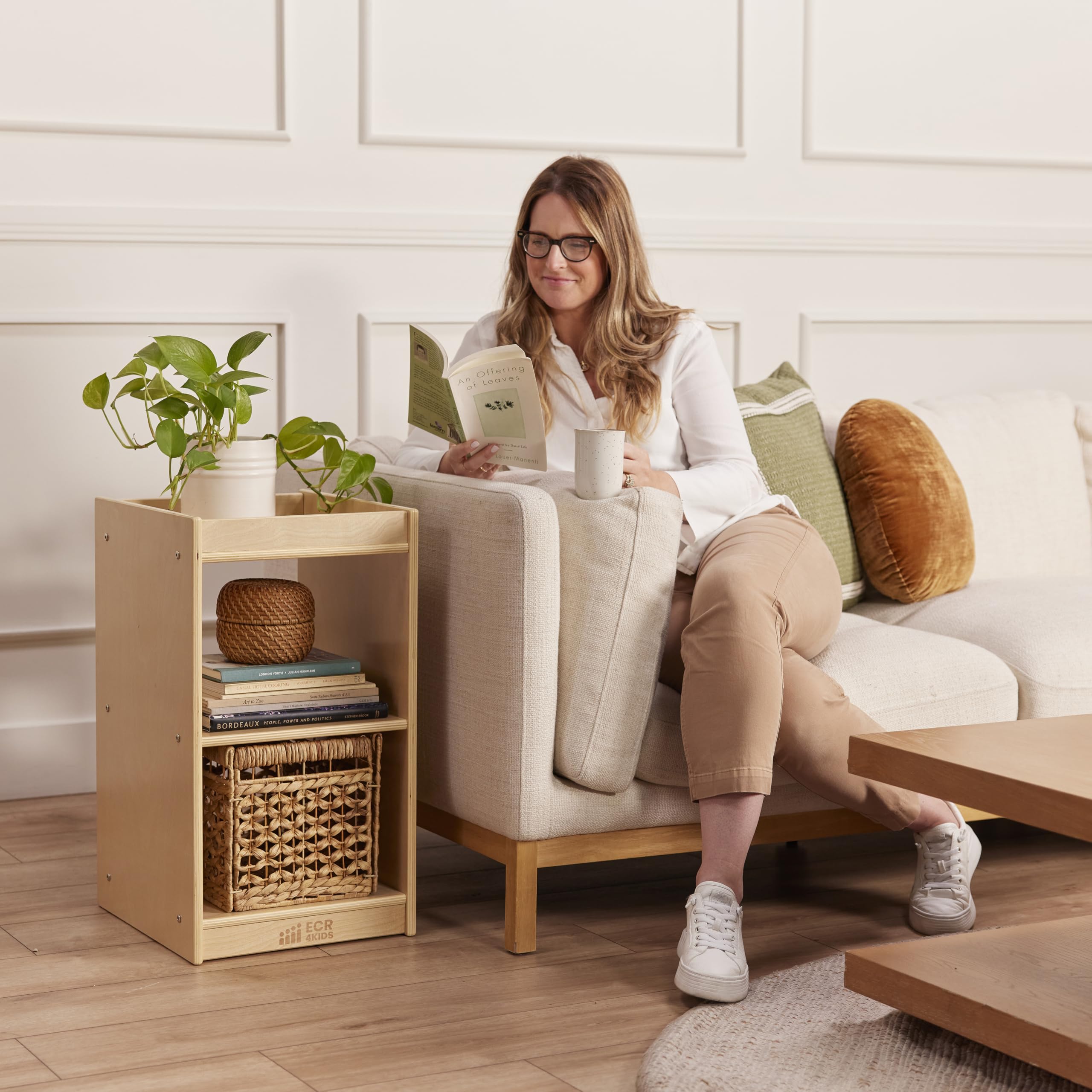 2-Cube Vertical Storage Cabinet, Display Shelf, Natural