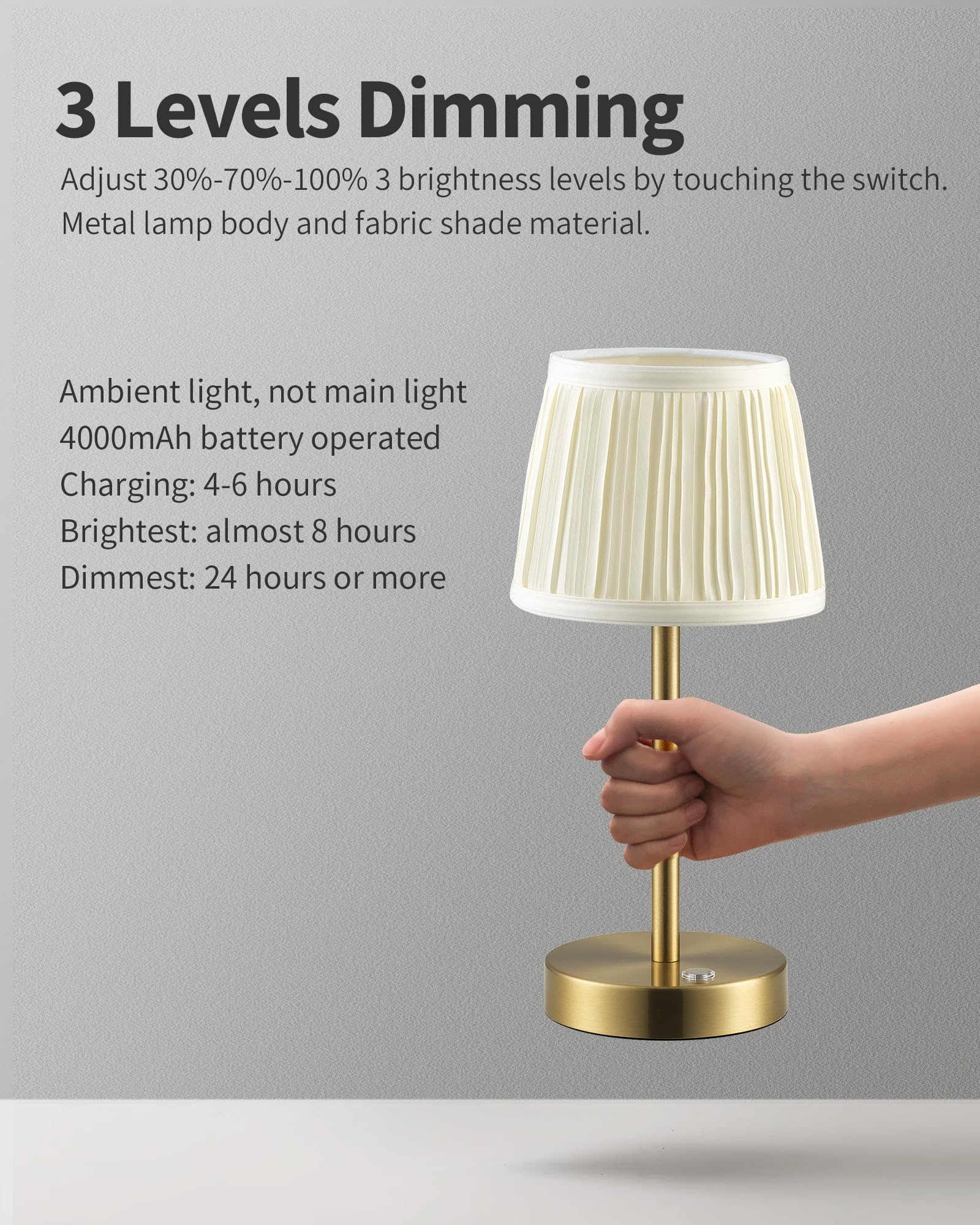 Cordless Rechargeable Table Lamps with Dimmable LED - 2 Pack