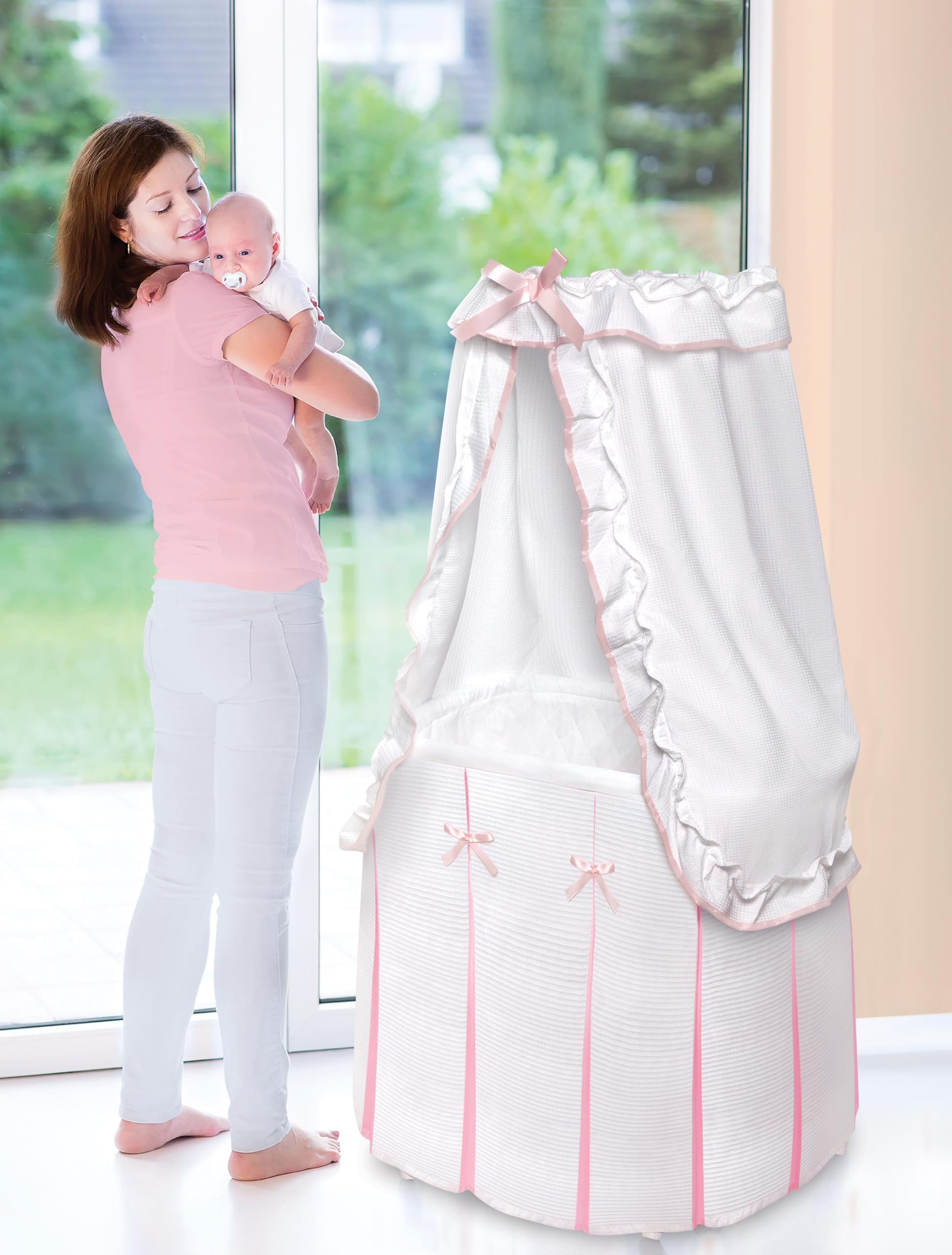 Canopy Bassinet with Rocking Cradle and Storage