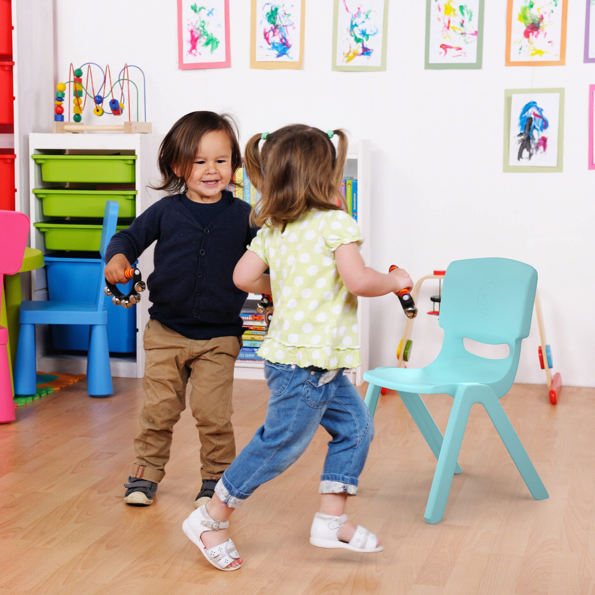 Stackable Kids School Chairs Set of 6 with 11 Inch Seat Height