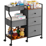 Baby Diaper Caddy Organizer and Storage - 3 Tier Rolling Cart