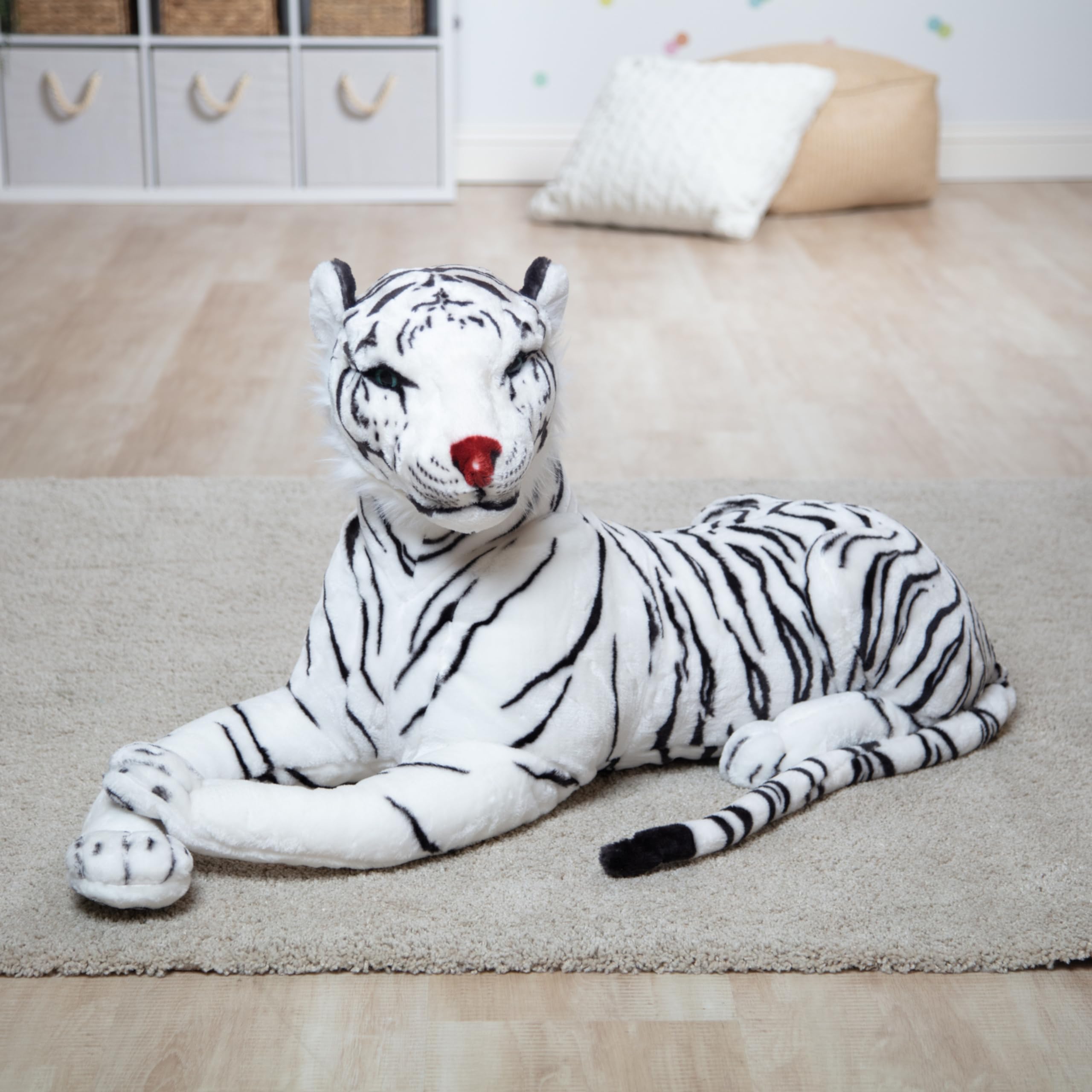 Giant Siberian White Tiger - Lifelike Stuffed Animal (Over 5 feet Long)