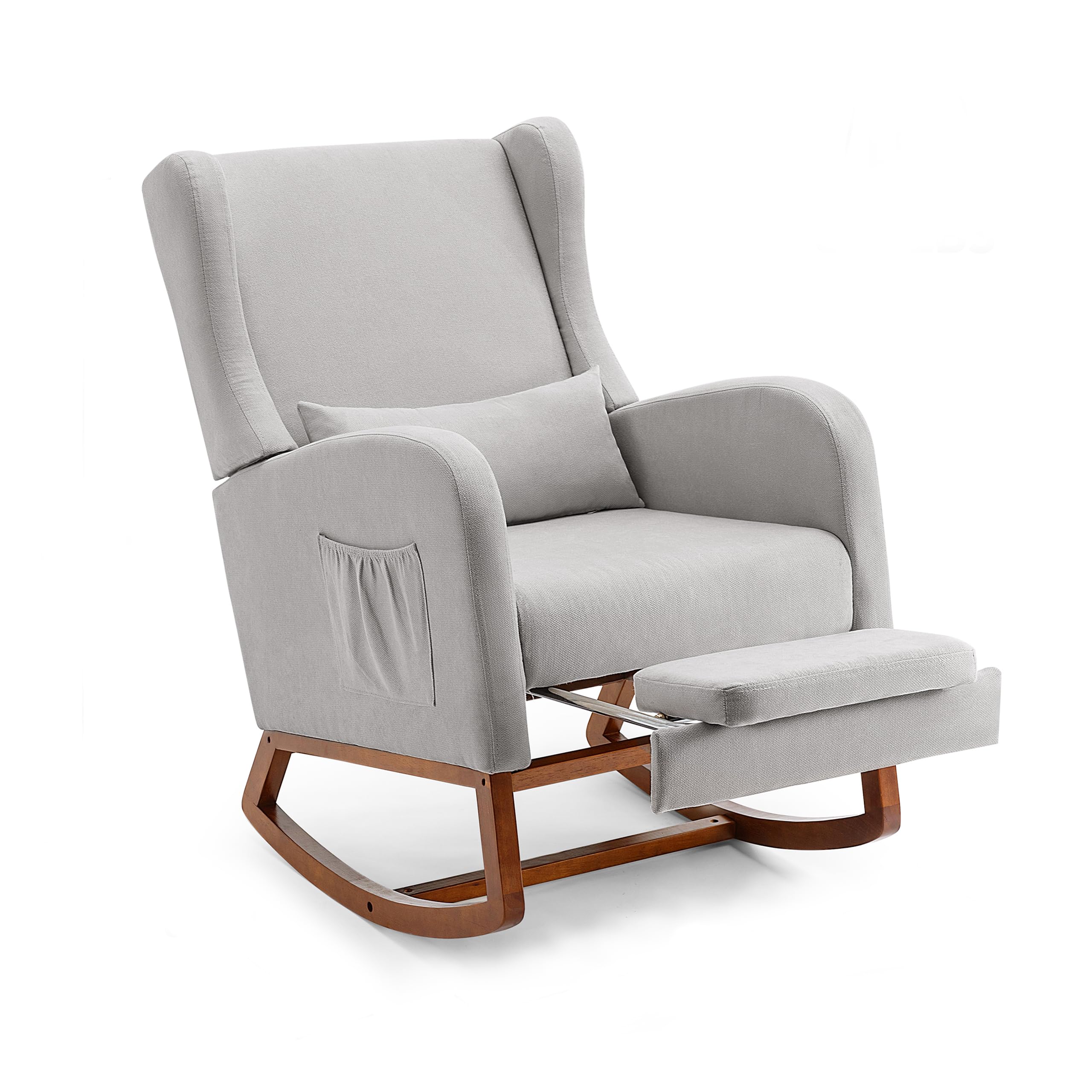 Nursery Glider Rocking Chair with Retractable Footrest