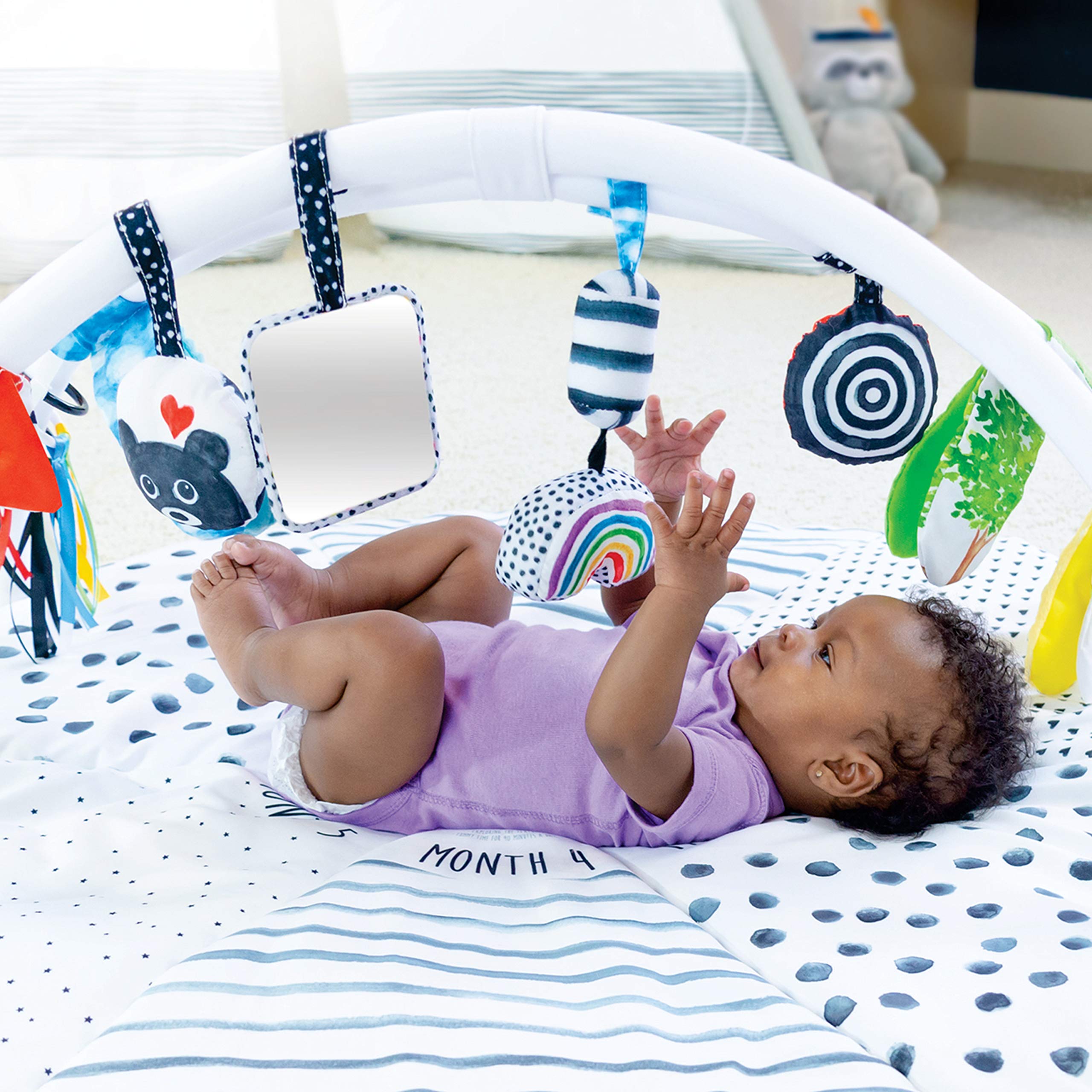 Developmental Play Gym, Sensory Tummy Time Activity Play Mat w/Built-in Instructions
