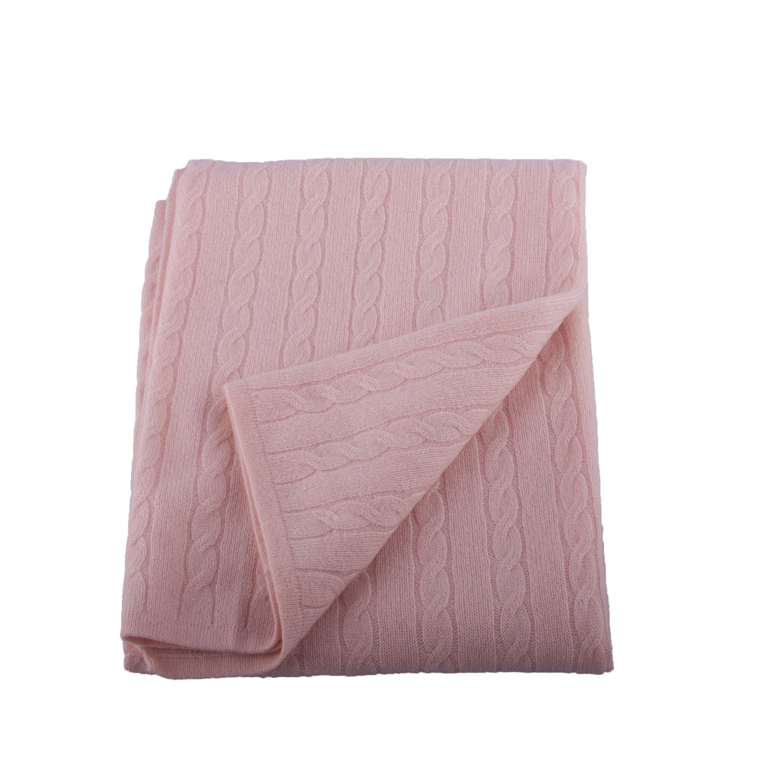 Cashmere Baby Blanket Pink Cable Knit Wrap