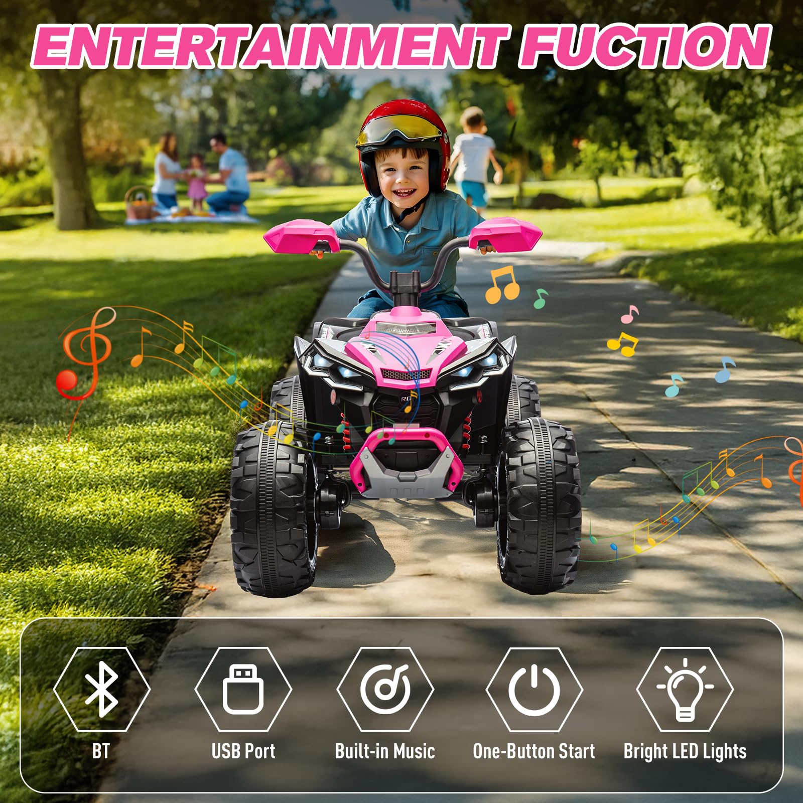 24V Kids ATV 4-Wheeler Ride-On with LED Lights