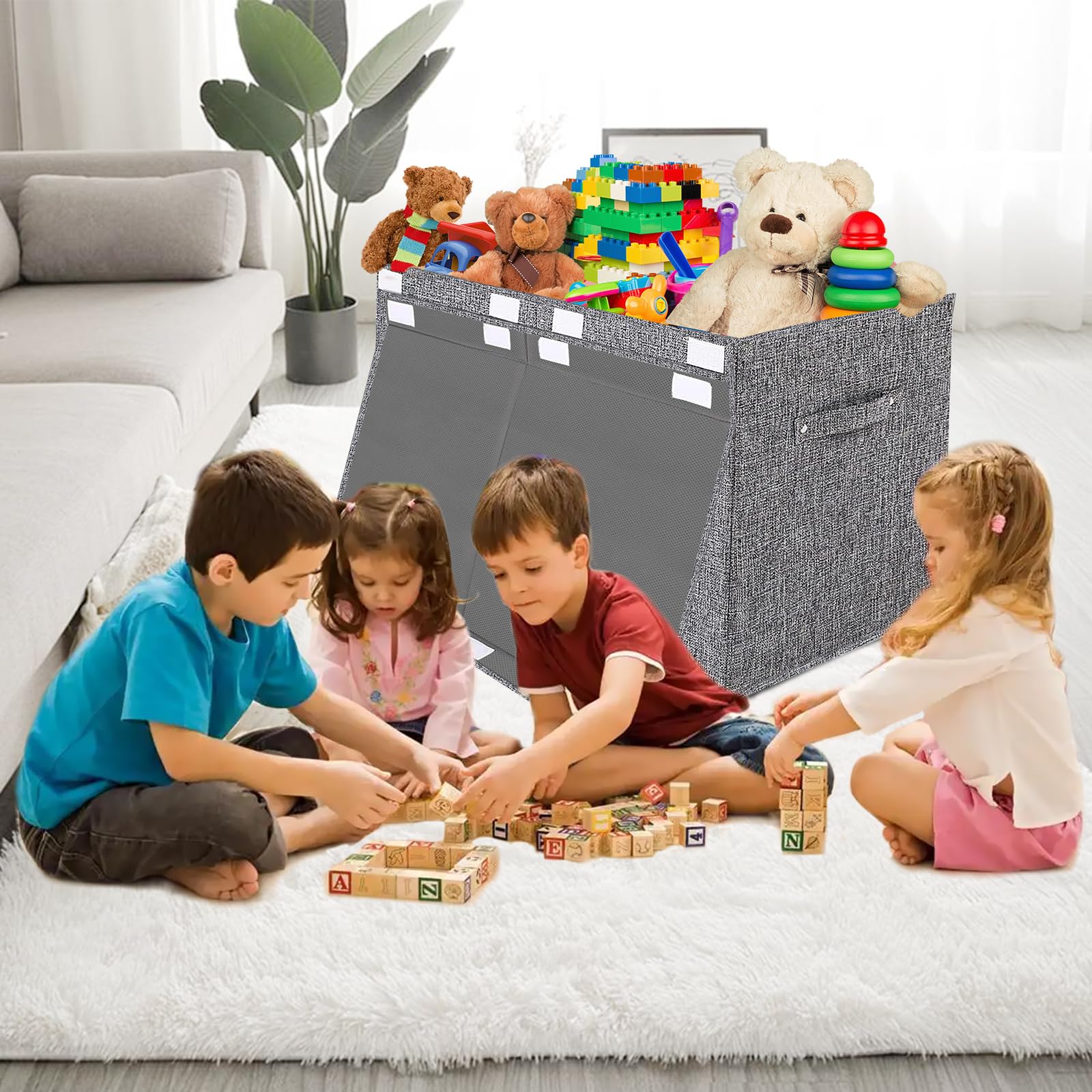 Collapsible Toy Storage Bin with Lid - Large Capacity