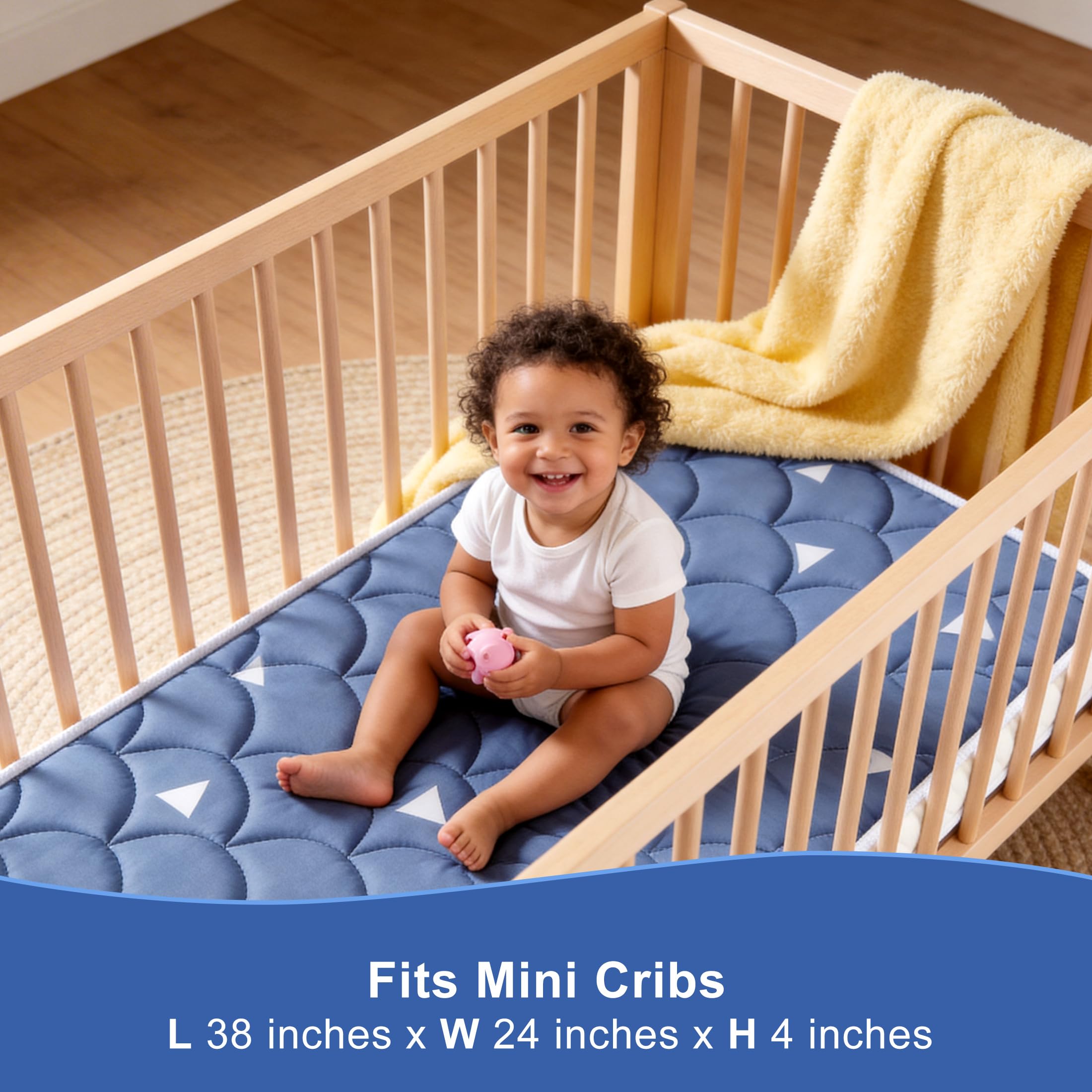 Mini Crib Mattress 38" x 24" x 4" Firm Foam Portable Travel