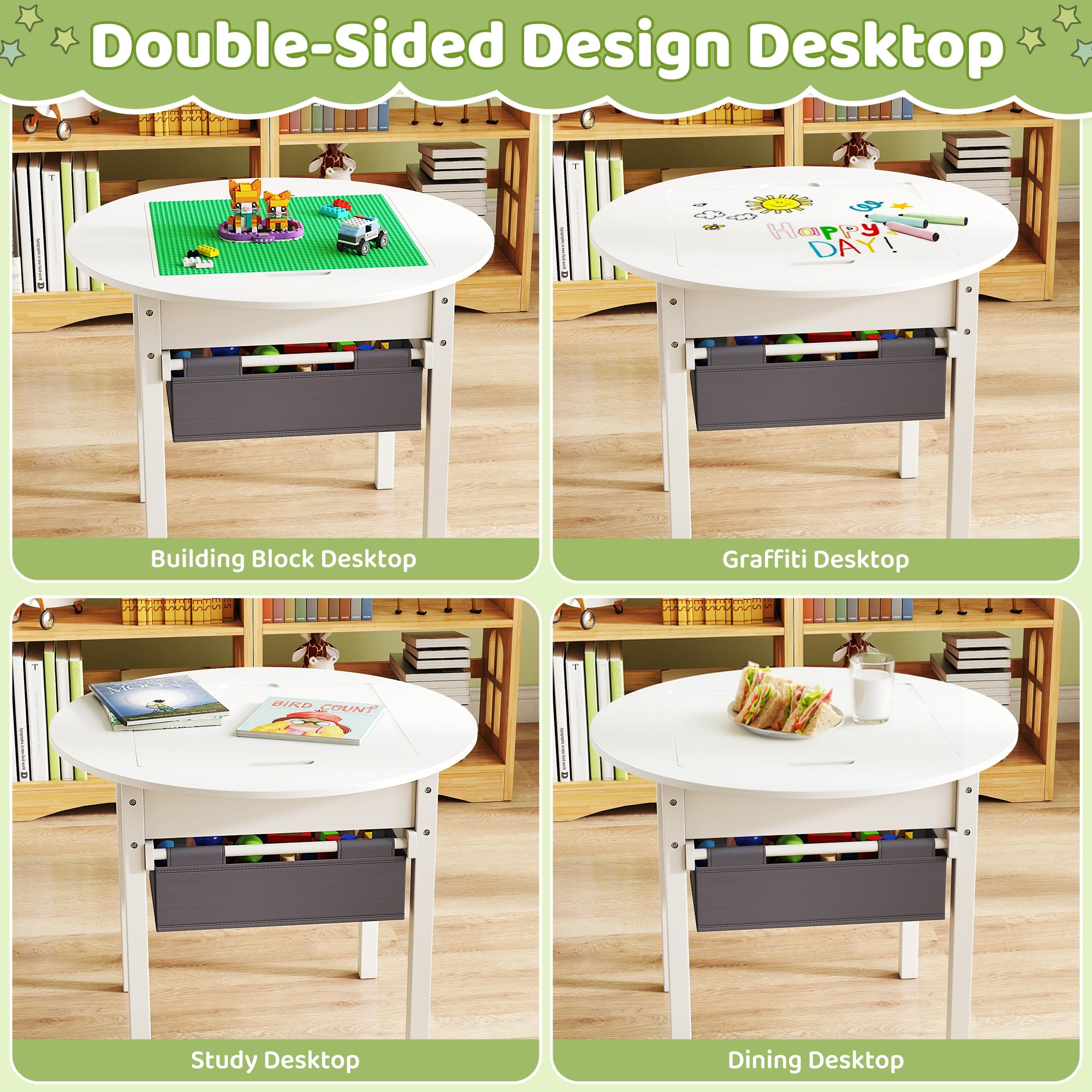 Kids Activity Table with Storage and Double-Sided Desktop