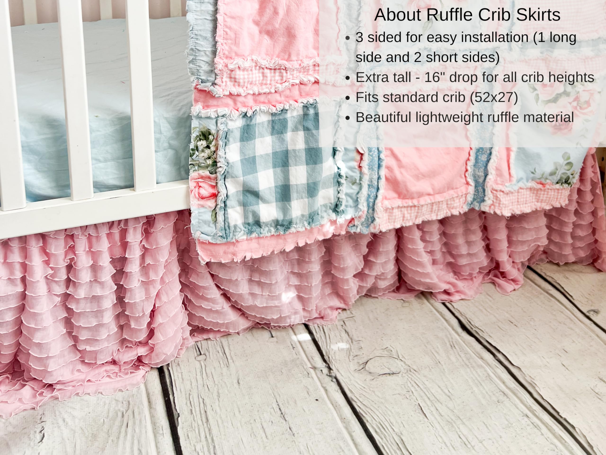 Baby Pink Ruffled Crib Skirt Dust Ruffle