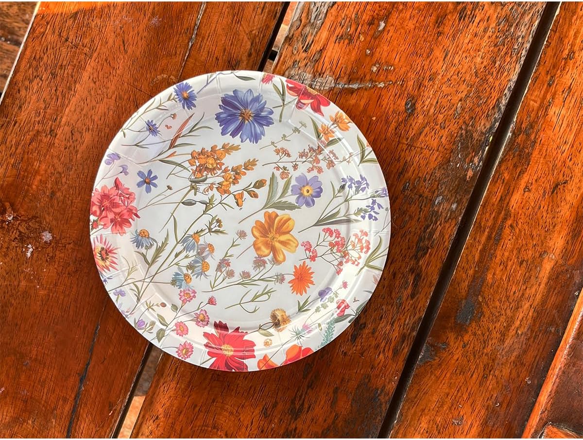 96 Pcs Wildflower Party Supplies Paper Plates and Napkins Spring Floral Baby Shower