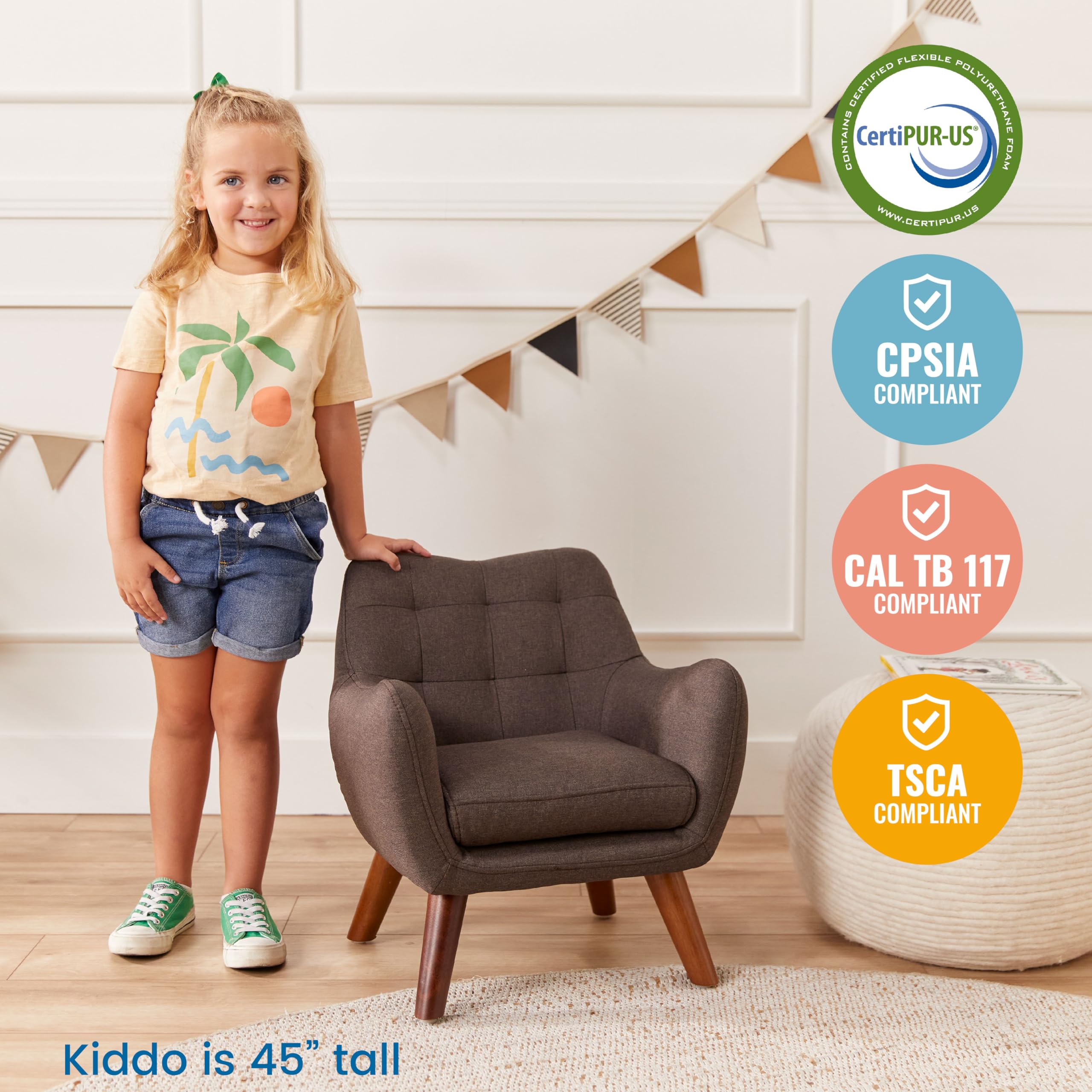 Kids Upholstered Armchair with Removable Legs