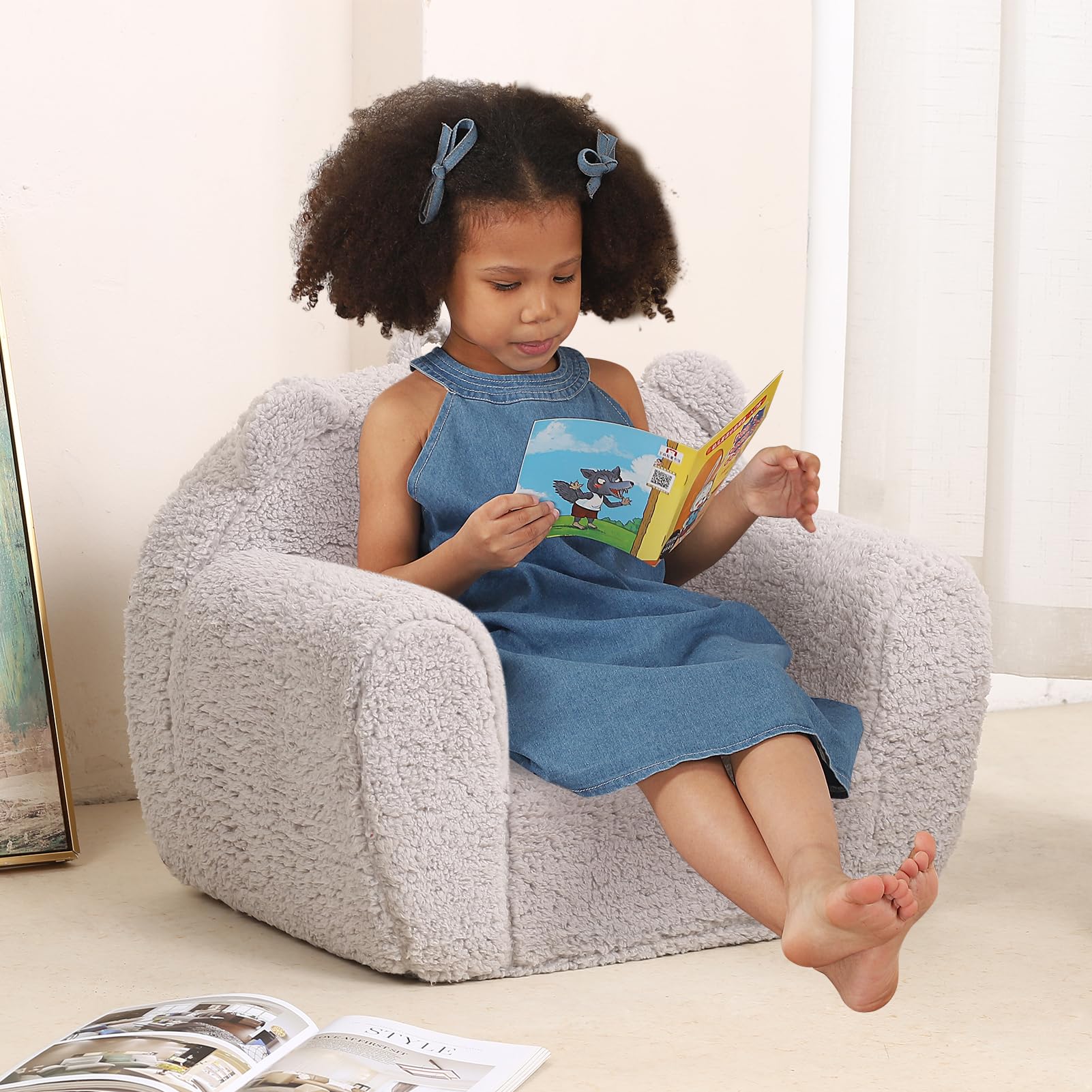 Toddler Sherpa Chair with Foam Cushioning