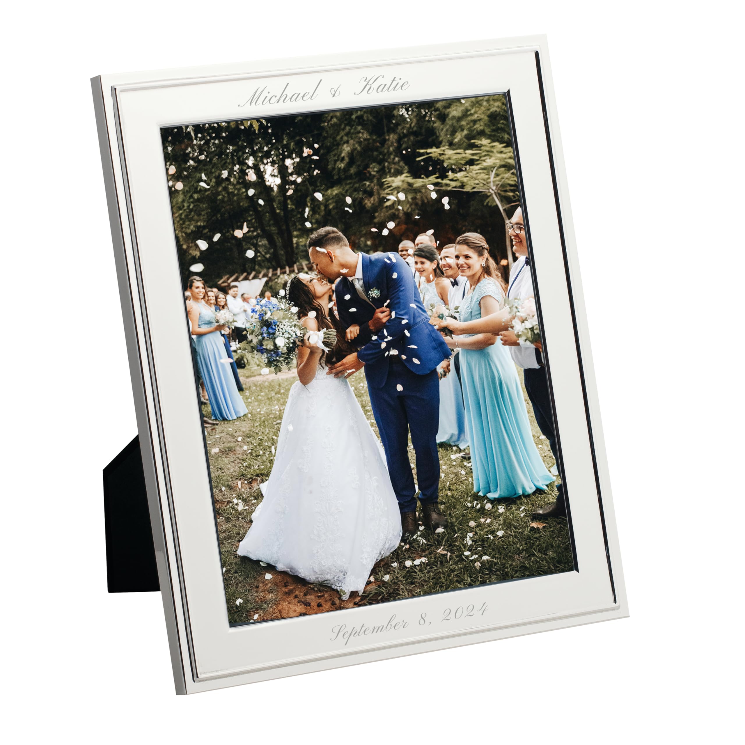 Classic Personalized 8x10 Picture Frame, Custom Engraved Silver