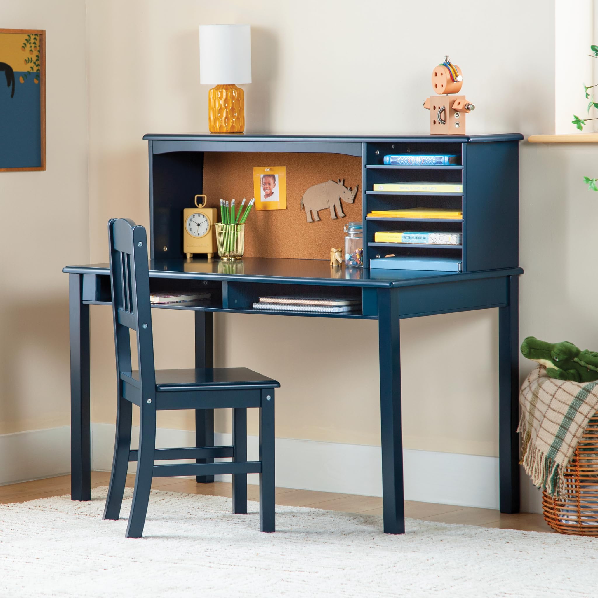 Kids Media Desk and Chair Set with Hutch
