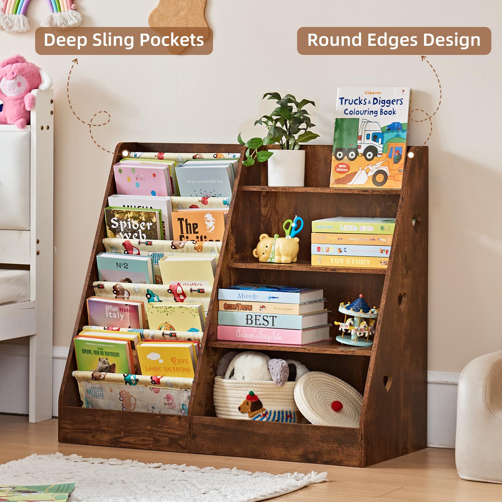 4 Tier Kids Bookshelf and Storage Organizer