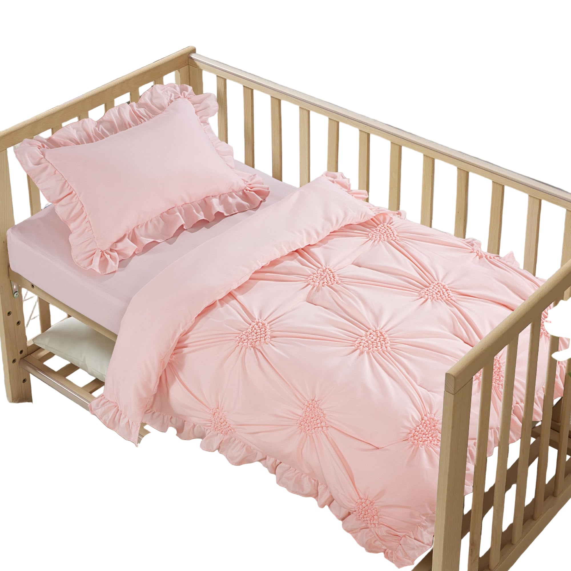 3 Pieces Princess Pink CribBedding Set for Baby Girls