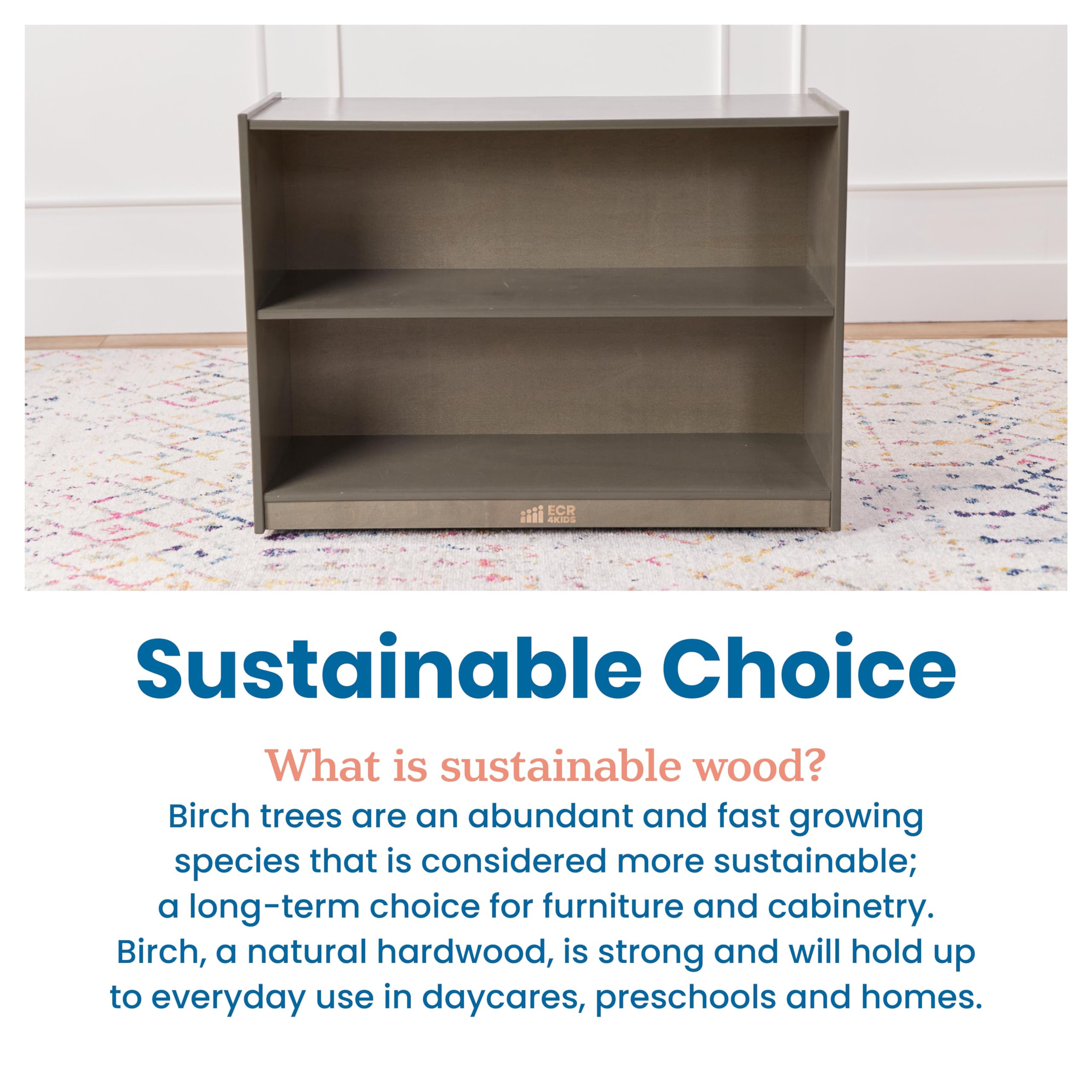 2-Shelf Mobile Storage Cabinet with Wheels - Grey Wash Wood Finish