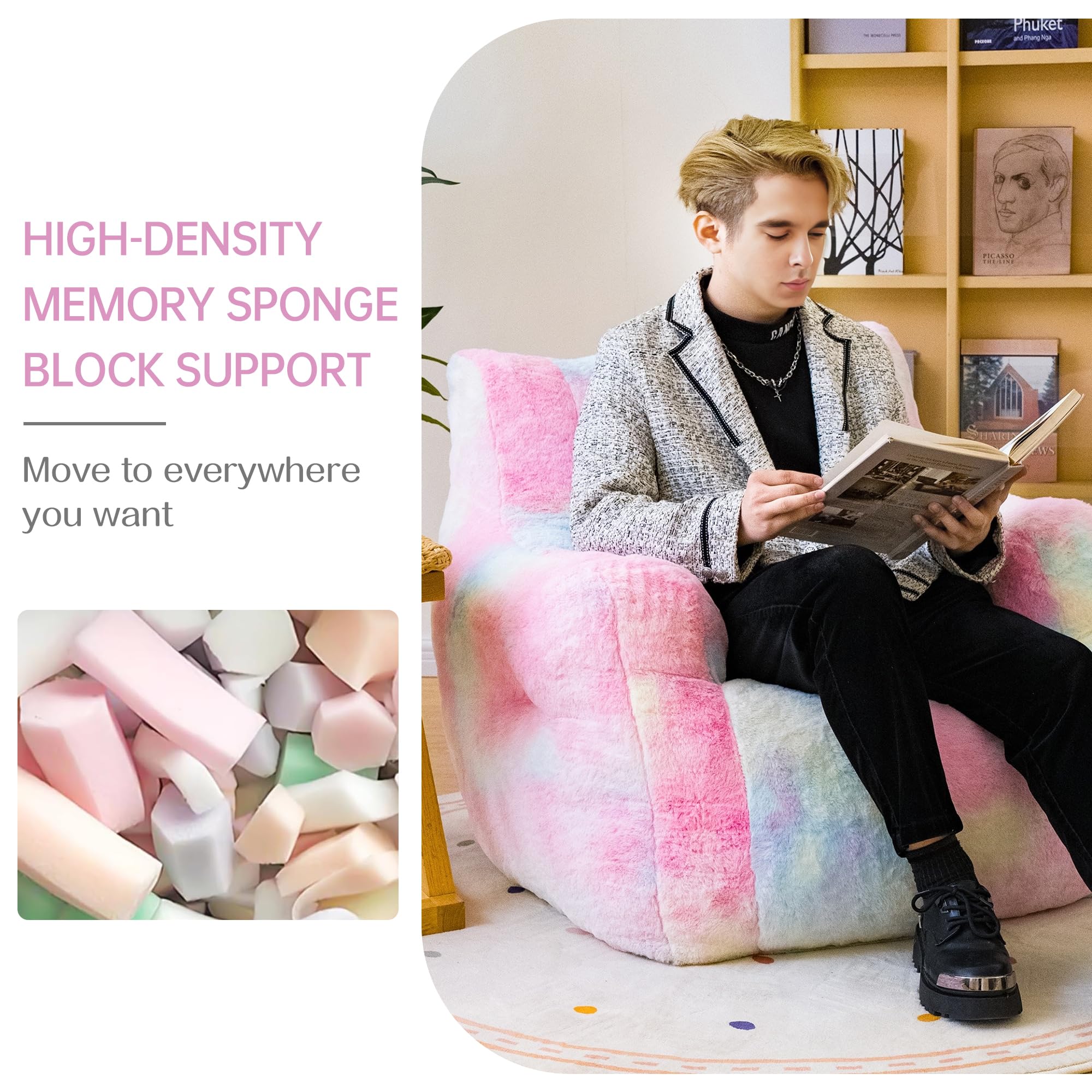 Faux Fur Bean Bag Chair with Filling