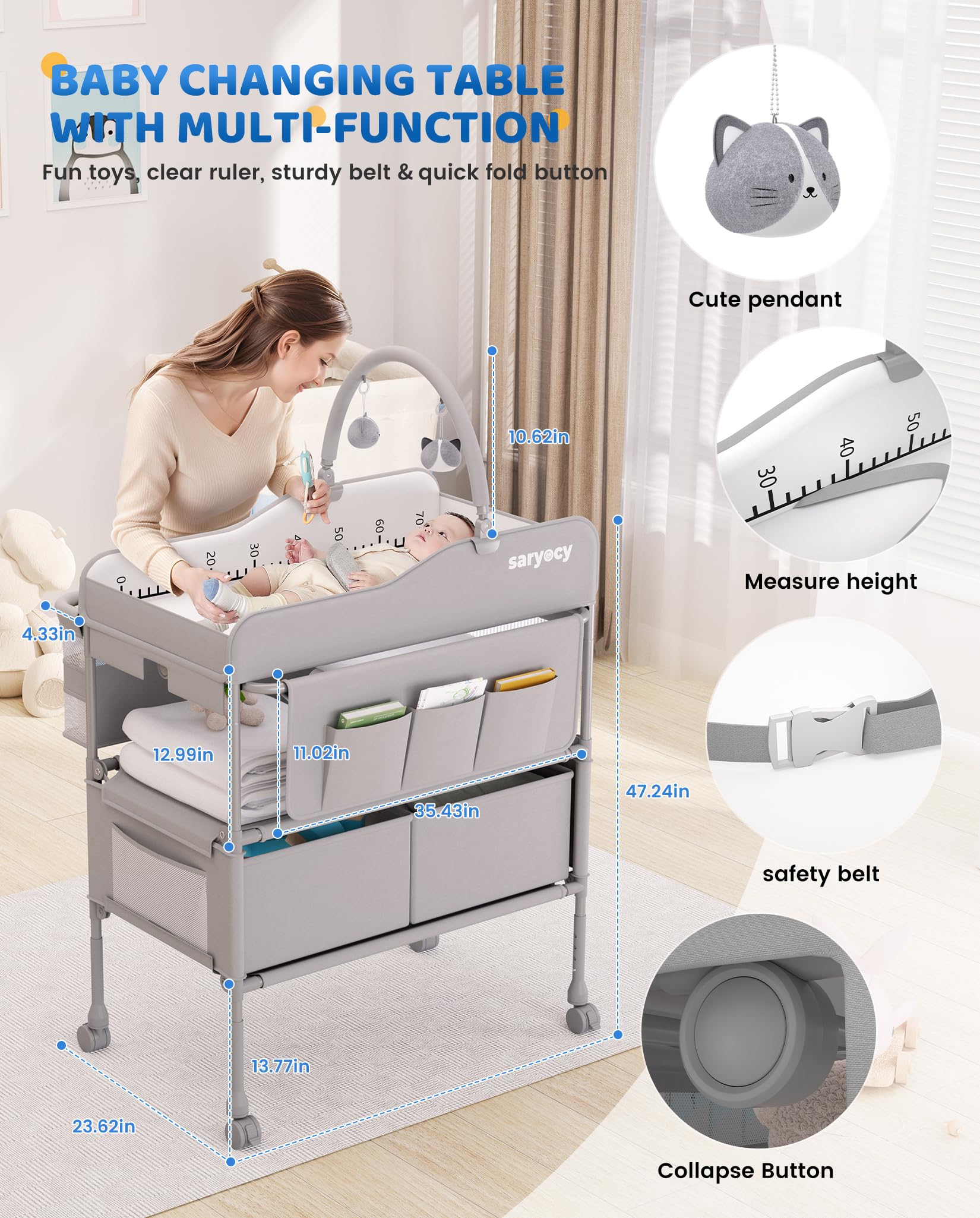 Baby Changing Table with Storage Drawers