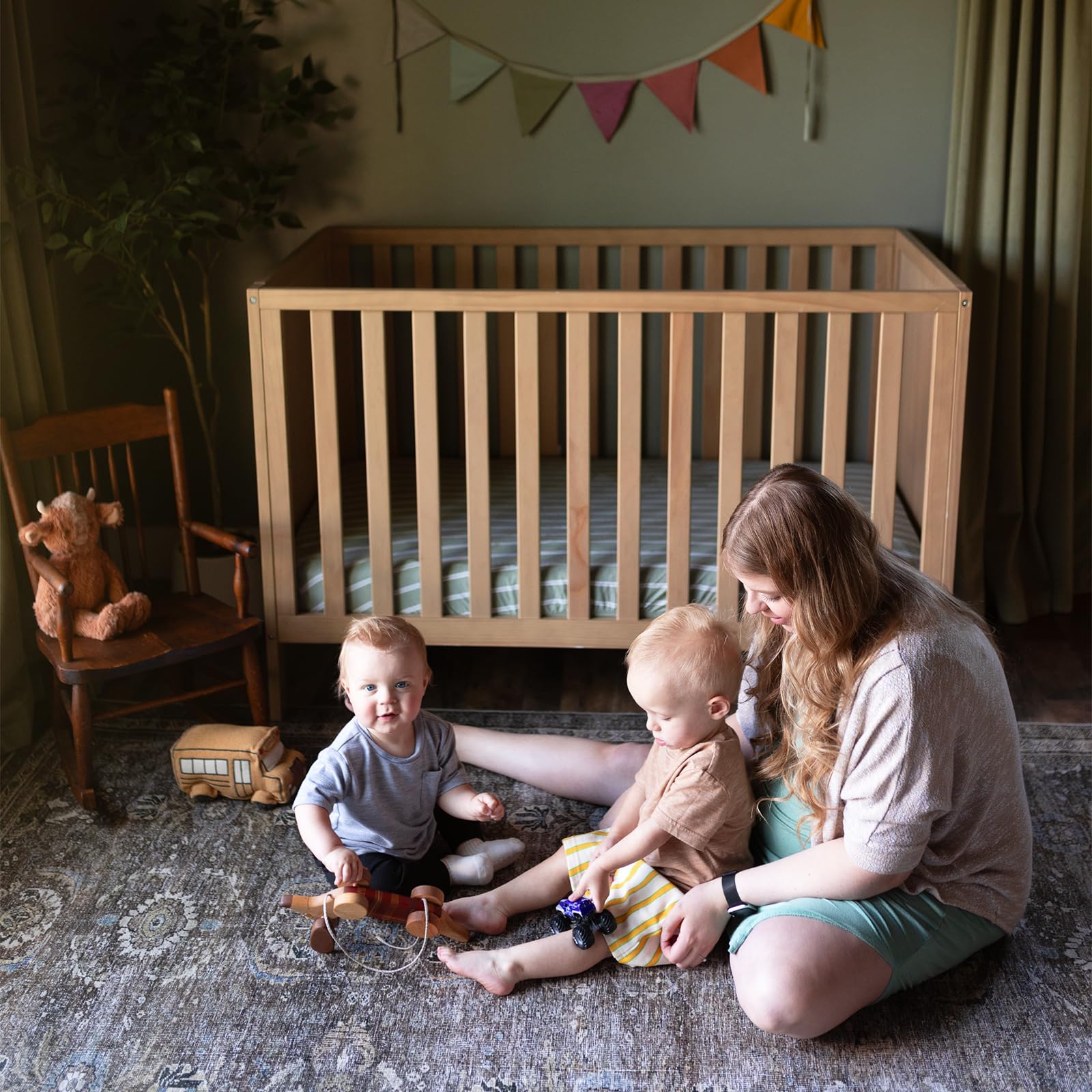 Grevia 5 in 1 Convertible Crib, 3 Adjustable Heights