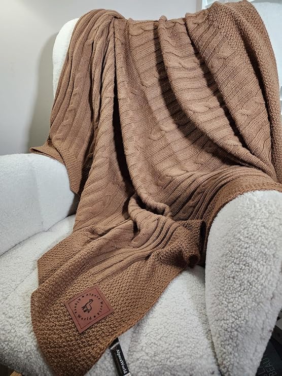 Alpaca Throw Blanket for Bed - 100% Alpaca Wool Blankets - Blankets Queen Size Bedding