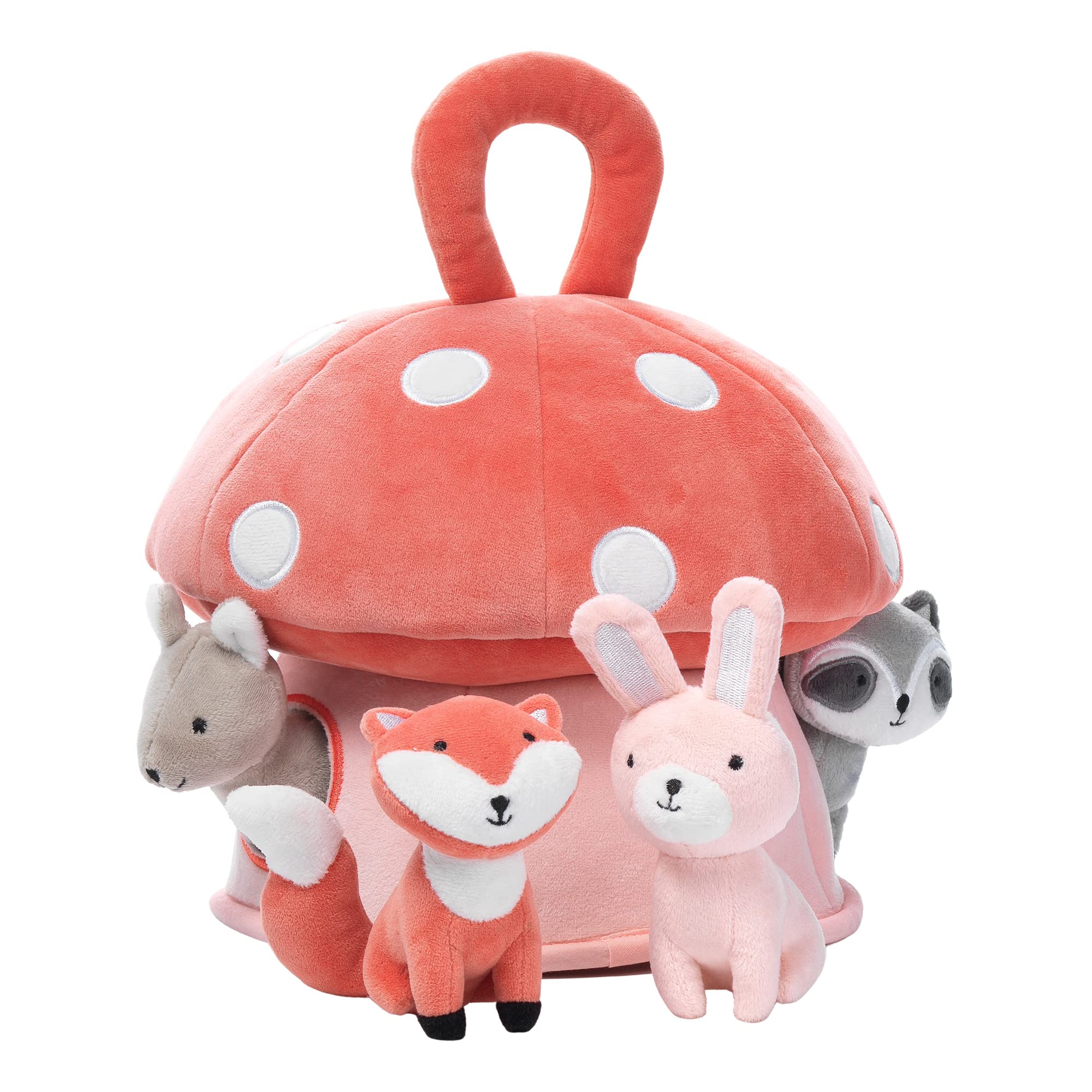 Interactive Plush Mushroom House with Stuffed Animal Toys