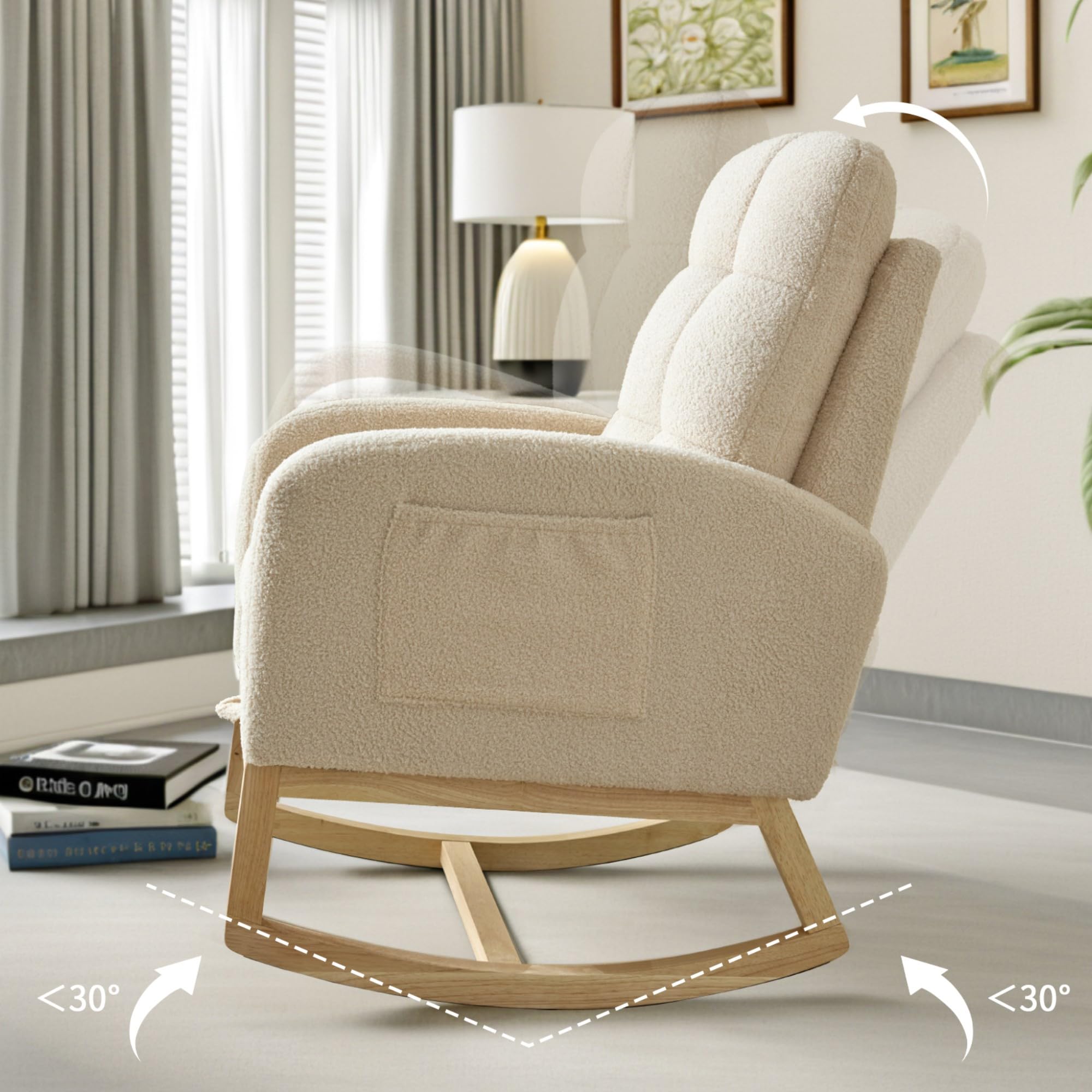 Chair with Adjustable Footrest for Living Room - Teddy Fabric