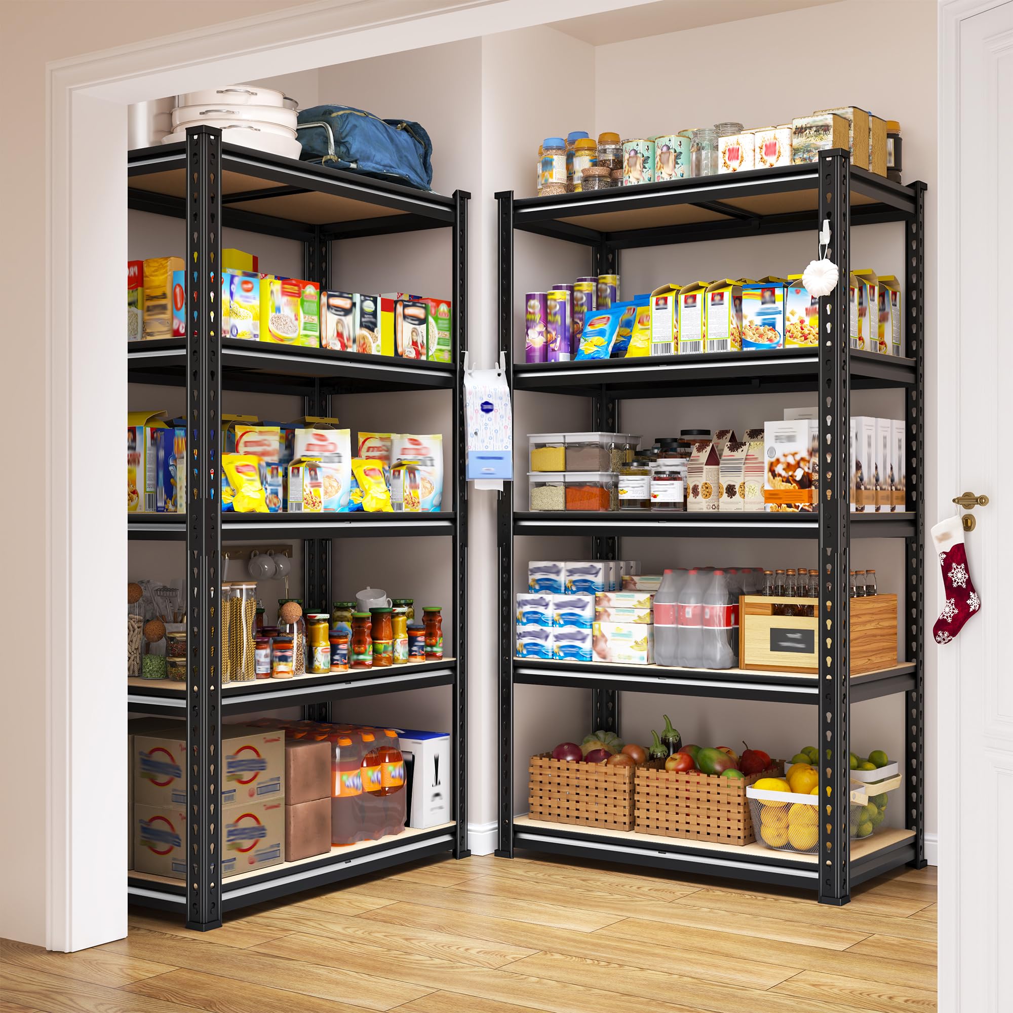 5-Tier Heavy Duty Metal Storage Shelves Set of 2