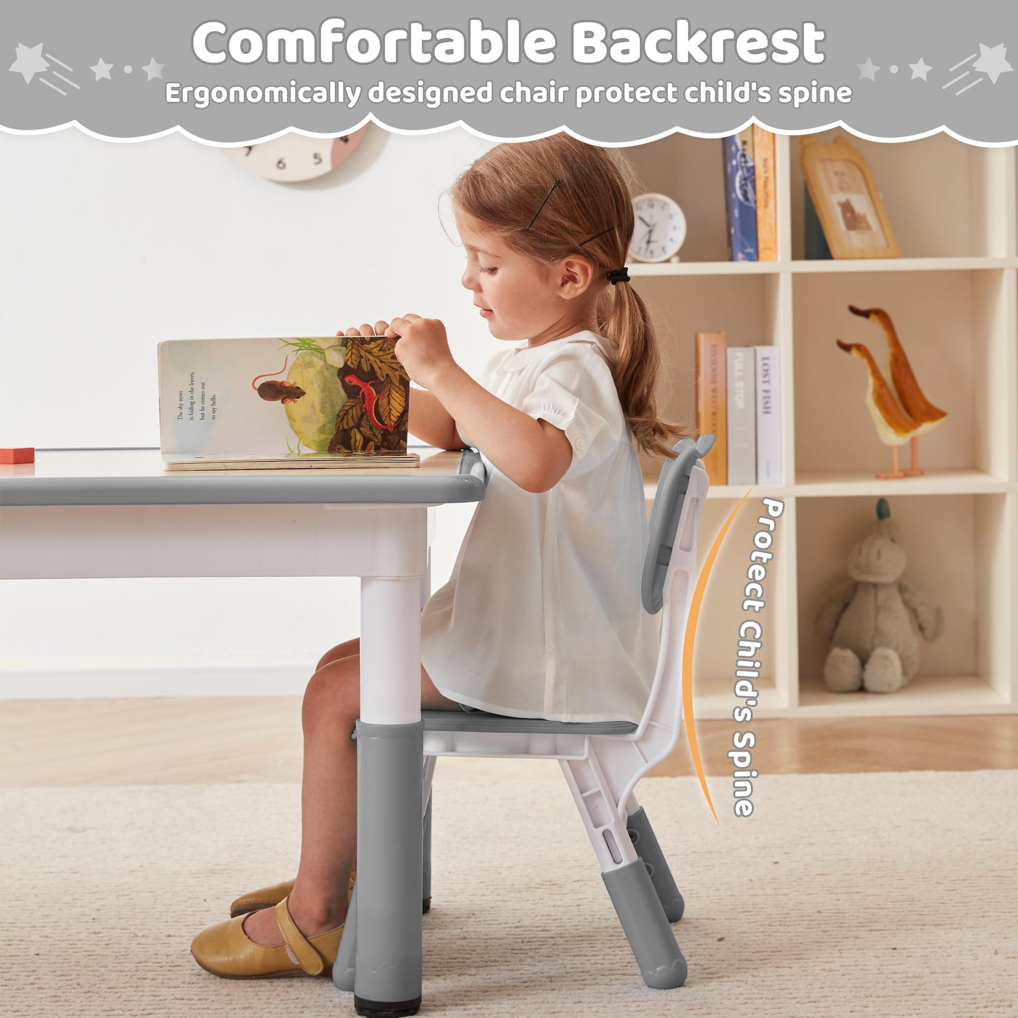 Adjustable Toddler Chairs Set - 3 Height Levels for Ages 2-8