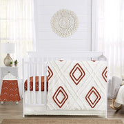 4-Piece Boho Crib Bedding Set - Sage Green Diamond Tufted