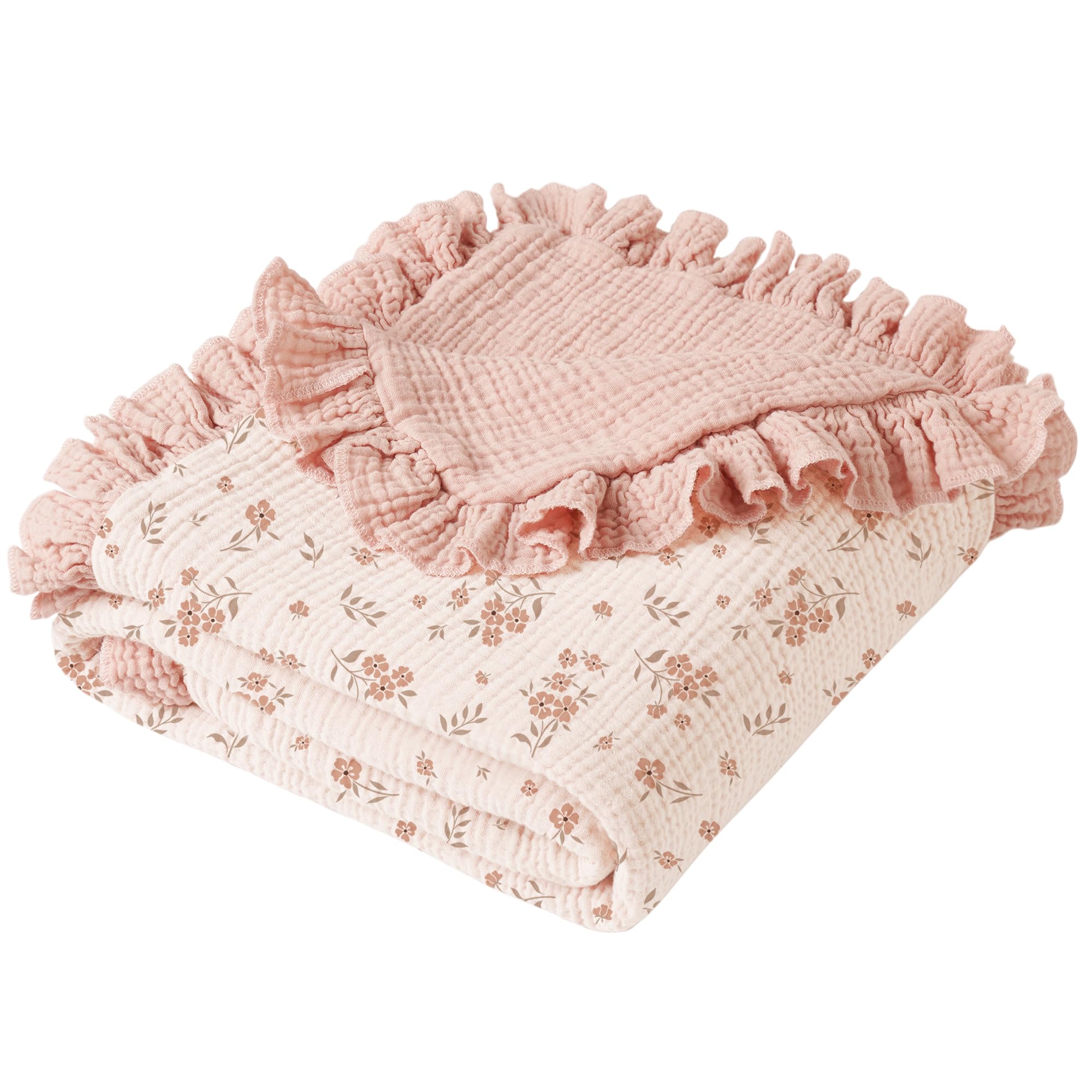 Muslin Cotton Baby Blanket - Flounce Floral Design