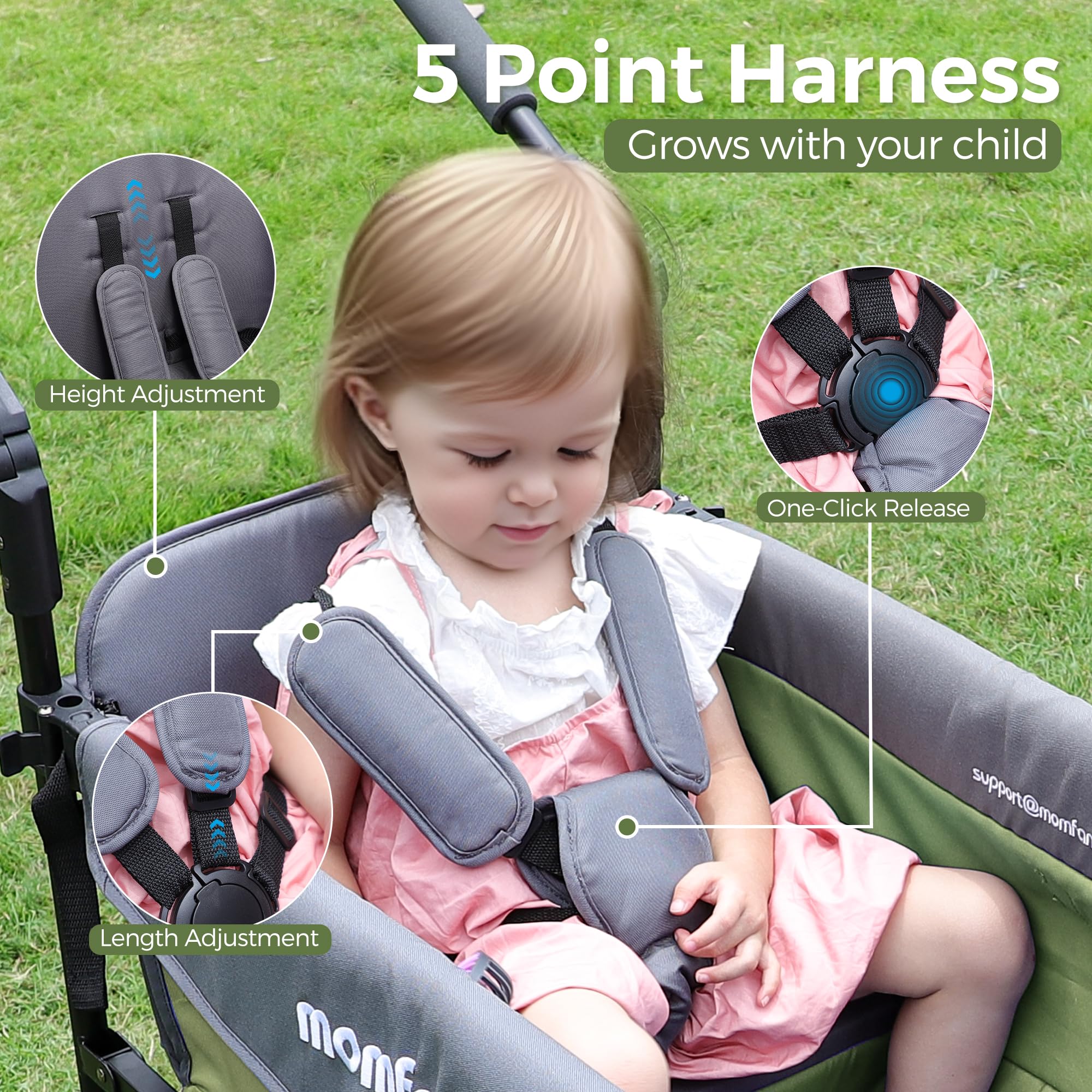 4-in-1 Convertible Stroller Wagon for 2 Kids with Canopy