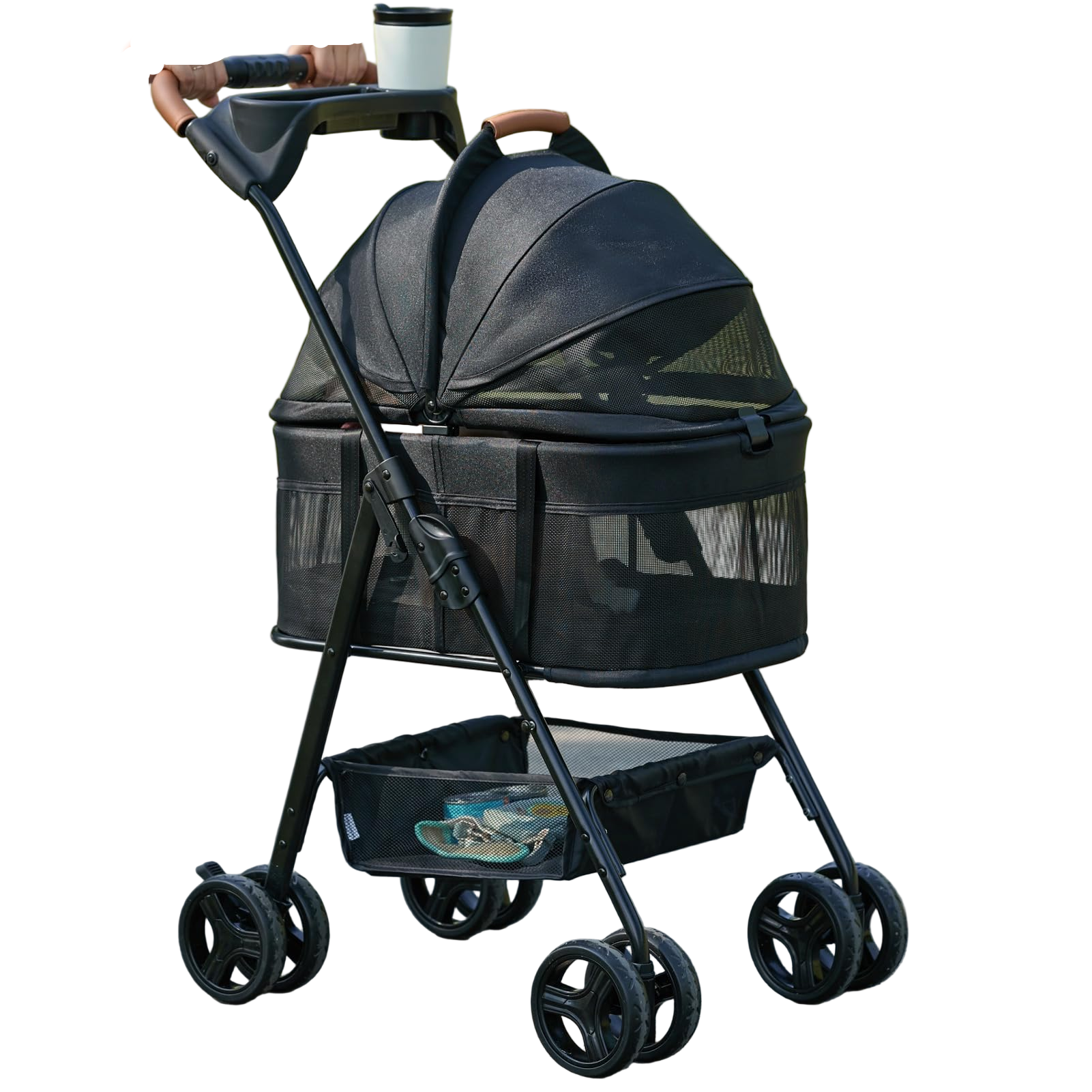 3 in 1 Pet Stroller with Removable Carrier, Folding Stroller for Small/Medium Dogs and Cats
