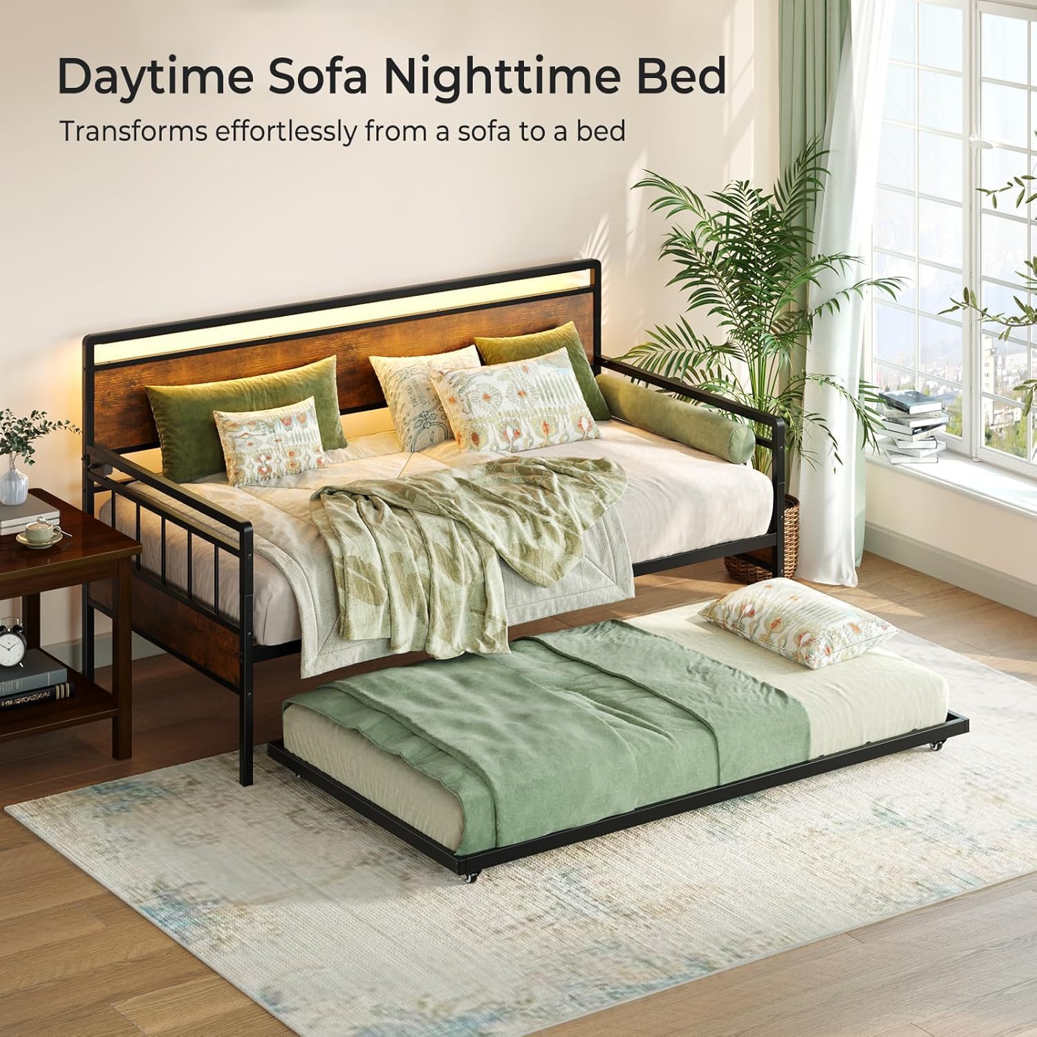Twin Daybed with Trundle and Charging Station