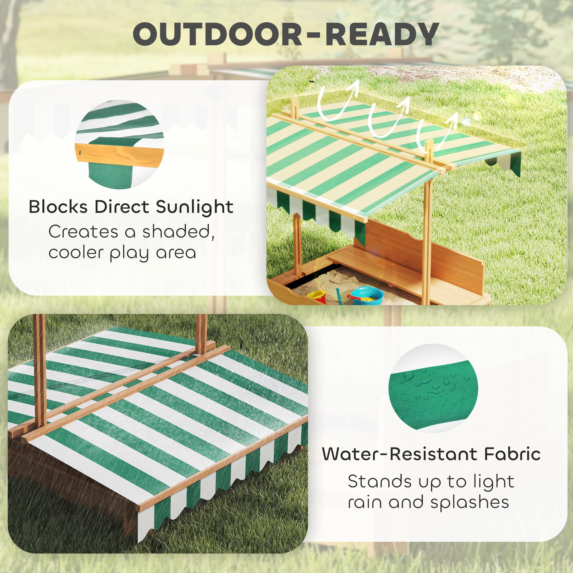 Wooden Sandbox with Canopy and Lid