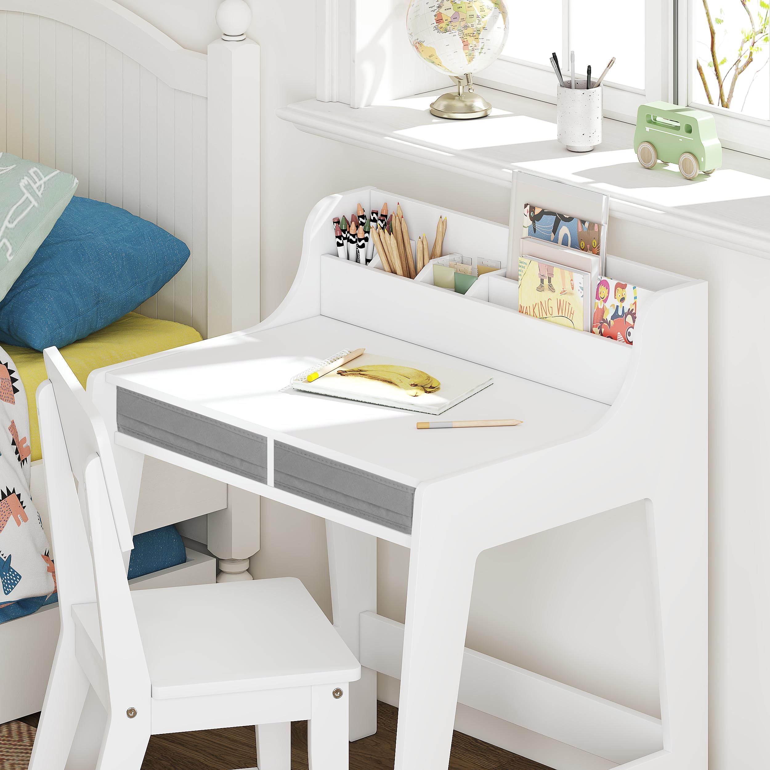 Kids Desk and Chair Set with Storage