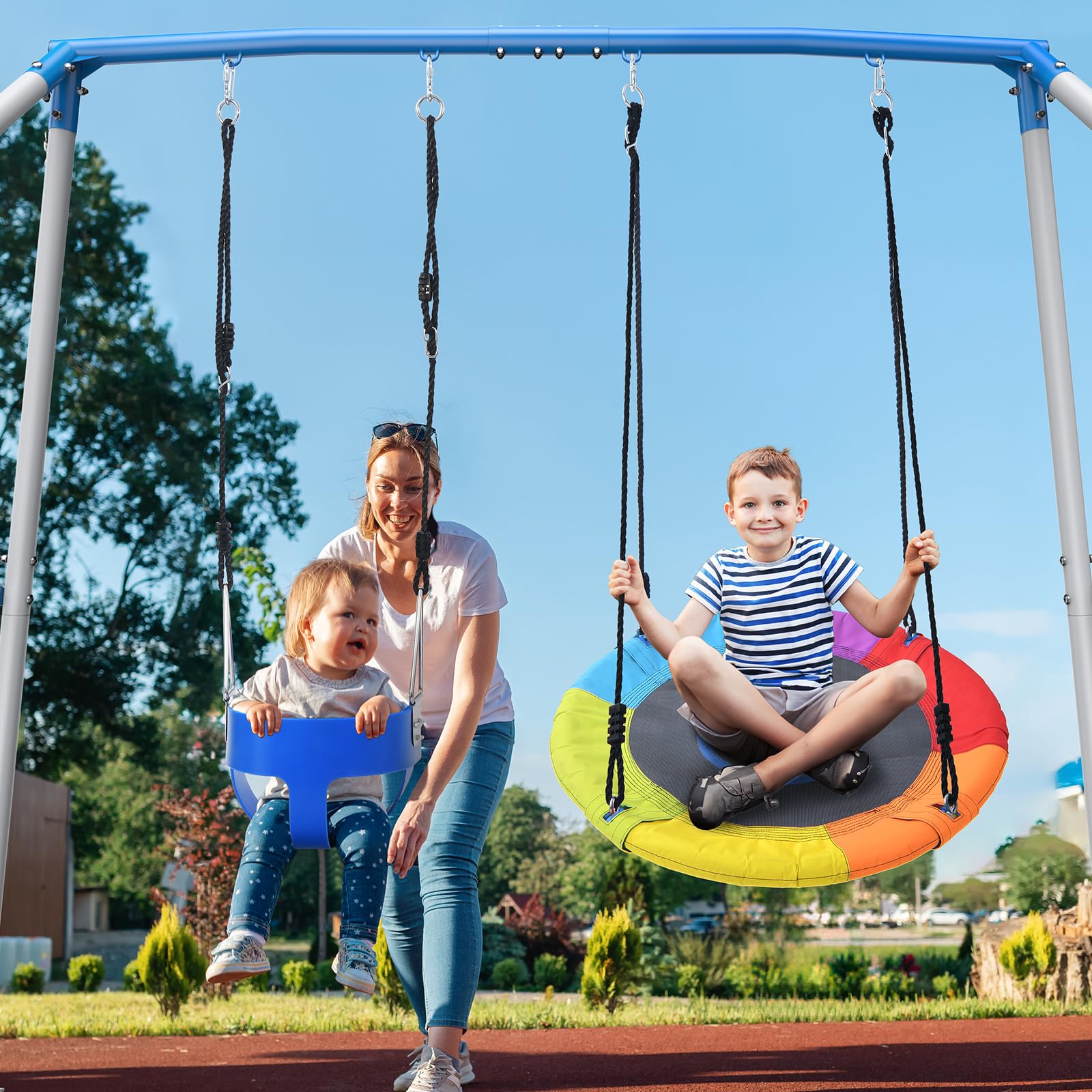 Swing Sets for Backyard, 440lbs Heavy Duty A-Frame Metal Swing Stand