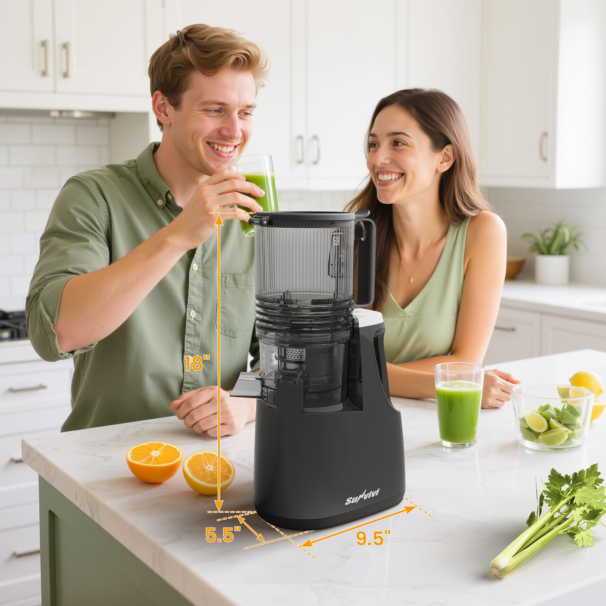 Cold Press Juicer with 5.9" Wide Feed Chute, 250W Slow Juicer Machines