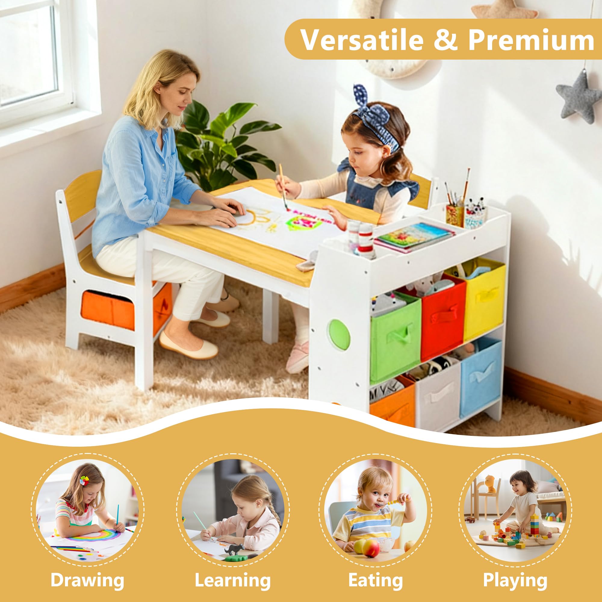 Kids Toddler Activity Table and Chair Set with Storage