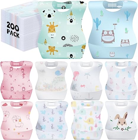 200 Pcs 100/200 Pcs Disposable Baby Bibs Bulk Travel Feeding