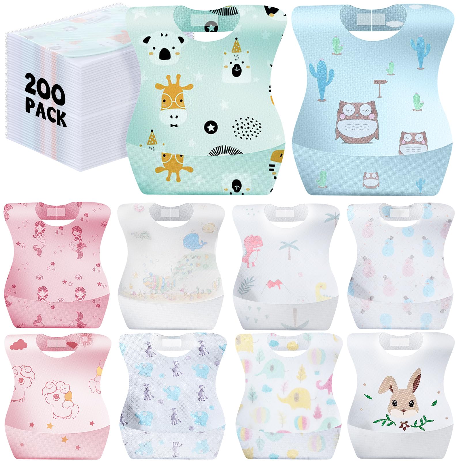 200 Pcs 100/200 Pcs Disposable Baby Bibs Bulk Travel Feeding