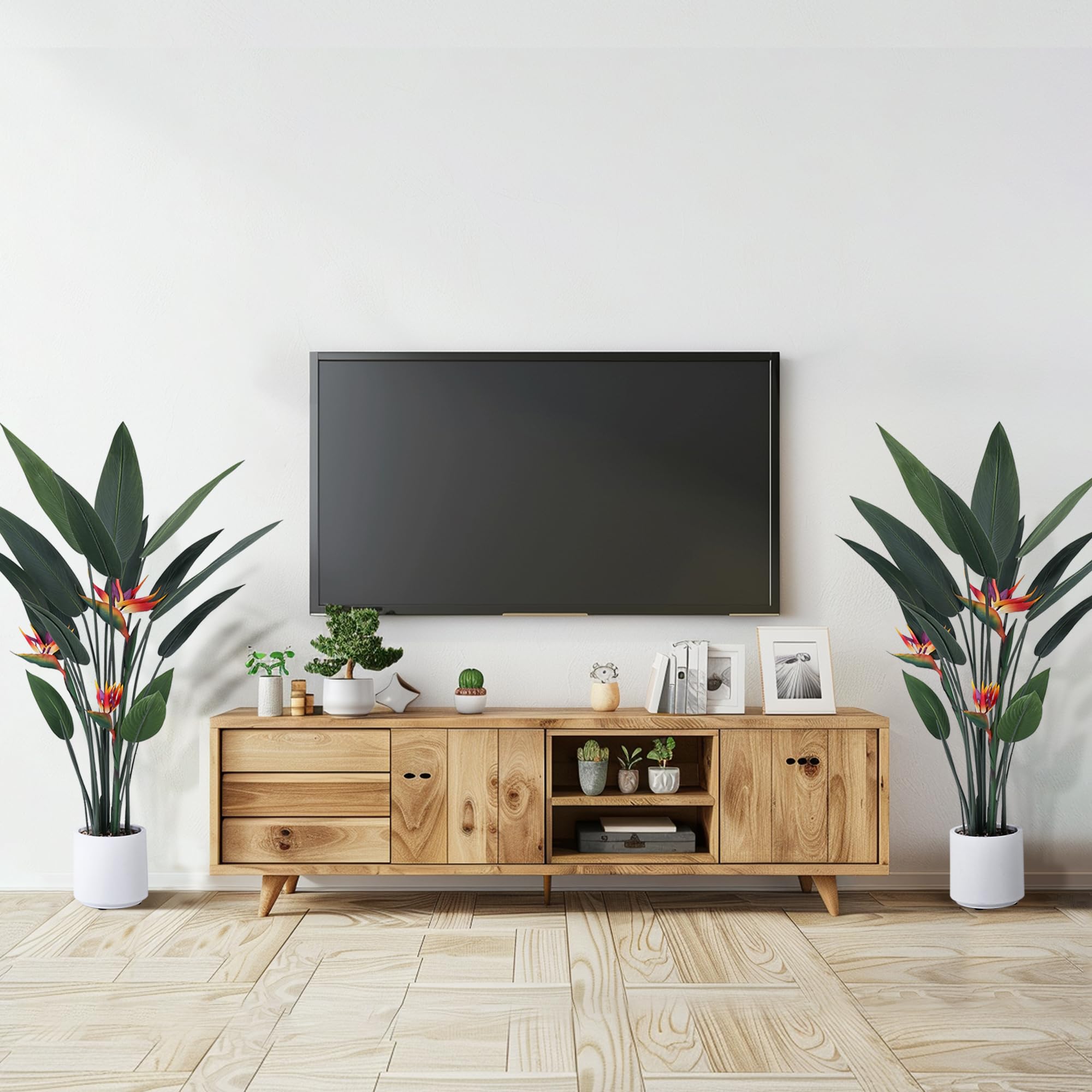 Artificial Bird of Paradise Plant 4 Ft Tall Fake Banana Leaf Plant