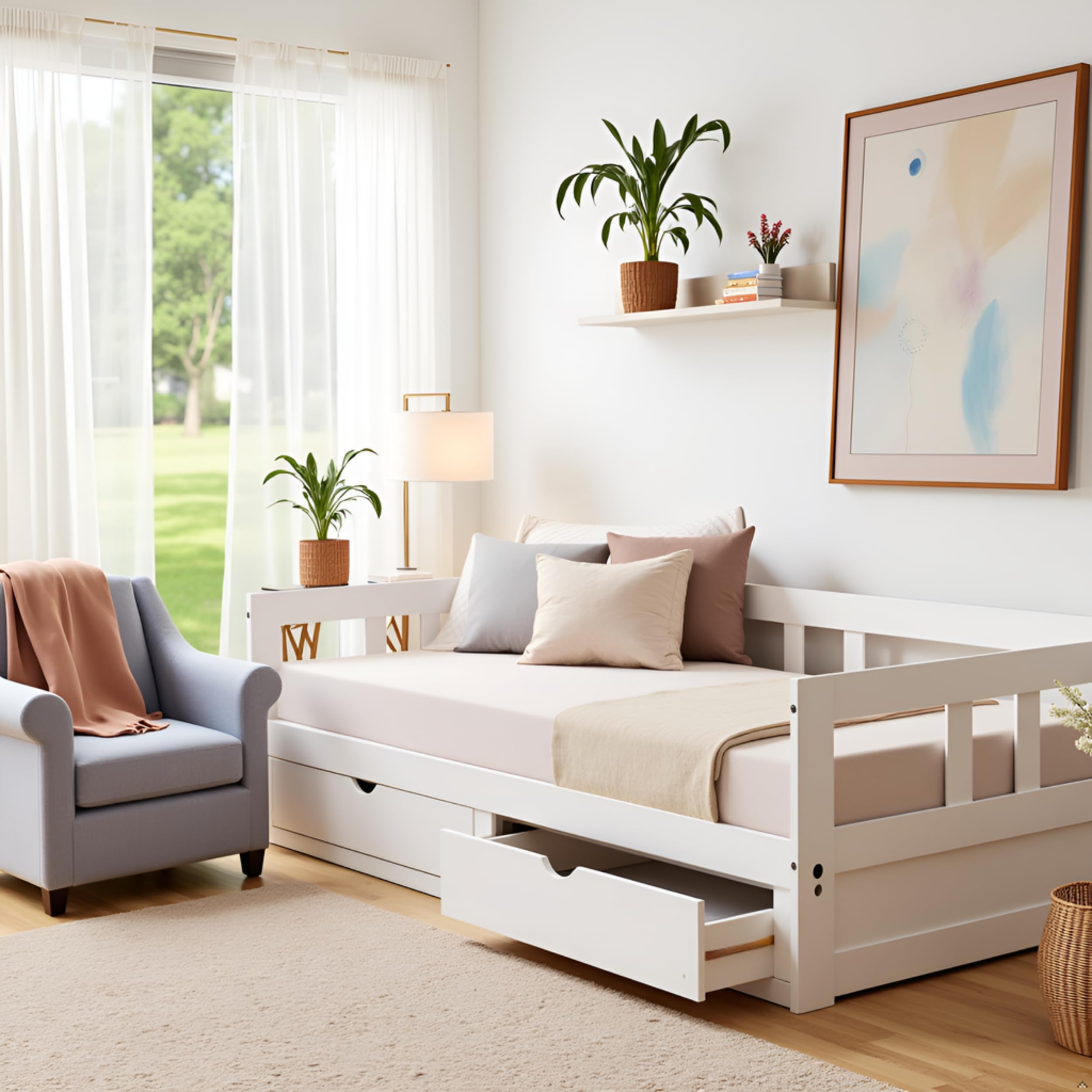 Melody Twin to King Extendable Daybed with Trundle and Storage Drawers