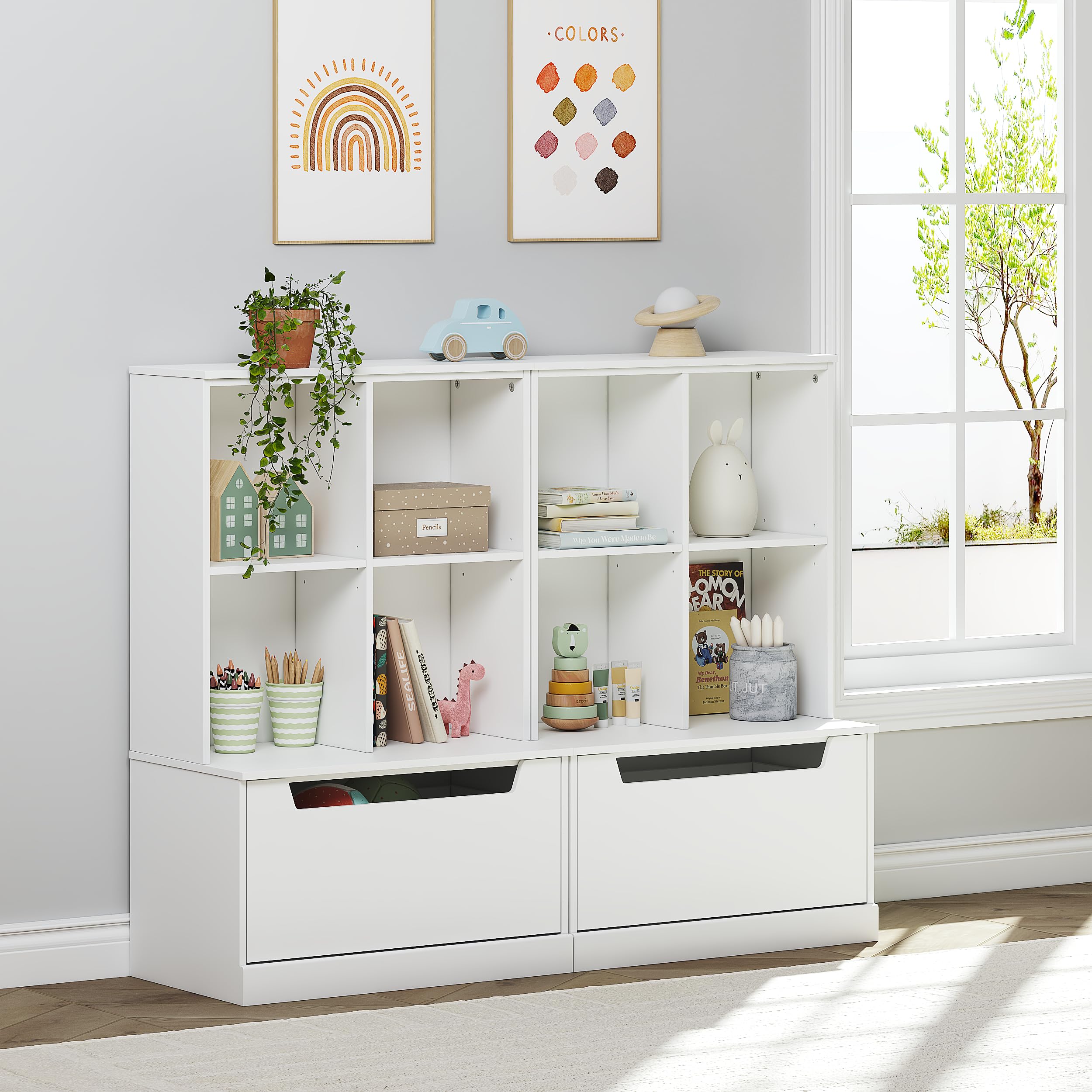 Kids Bookshelf and Toy Storage Organizer
