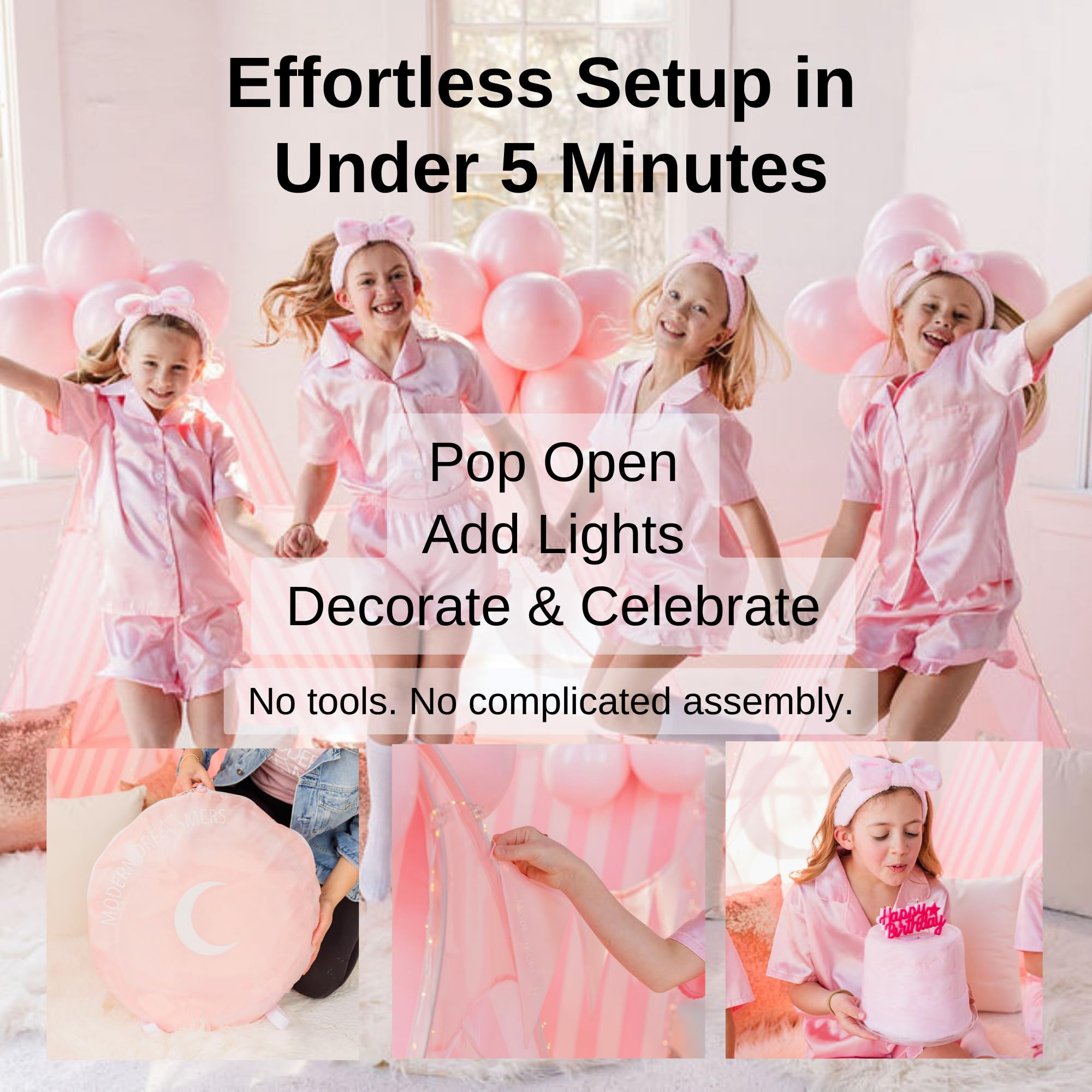 Kids Sleepover Teepee Tent with Lights and Decorations