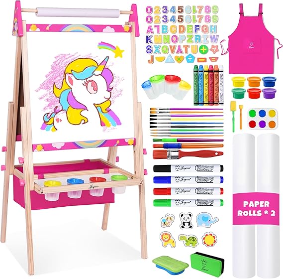 Art Easel for Kids Easel for Toddlers,Adjustable Standing Wooden Toddler Easels Kid